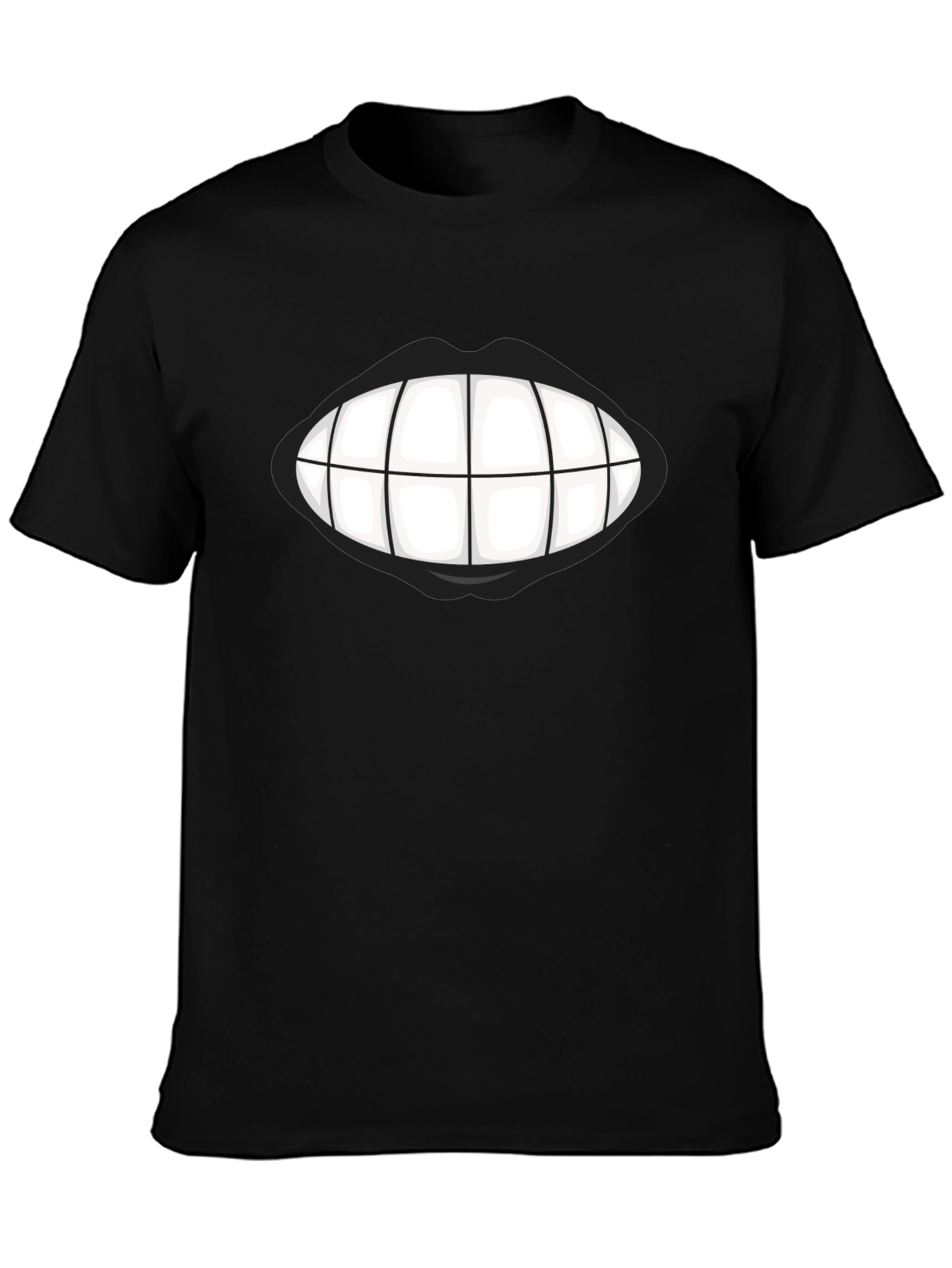 Black Grinning Teeth Graphic Tee - Bold Black T-Shirt view 3