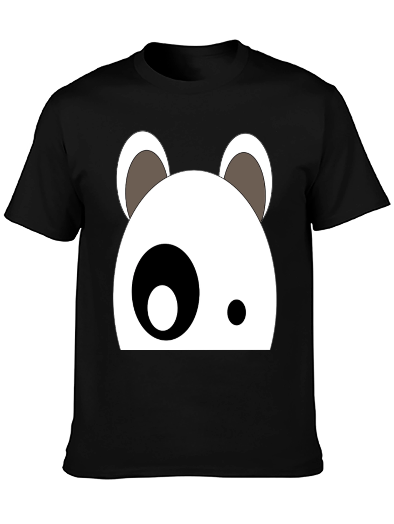 Black Cartoon Panda Face Black Graphic Tee view 3