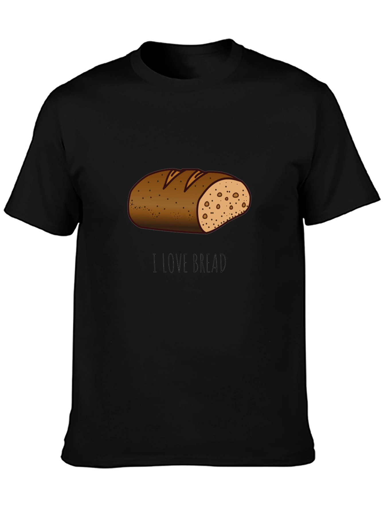 Black I Love Bread T-Shirt Funny Cartoon Loaf Tee view 3