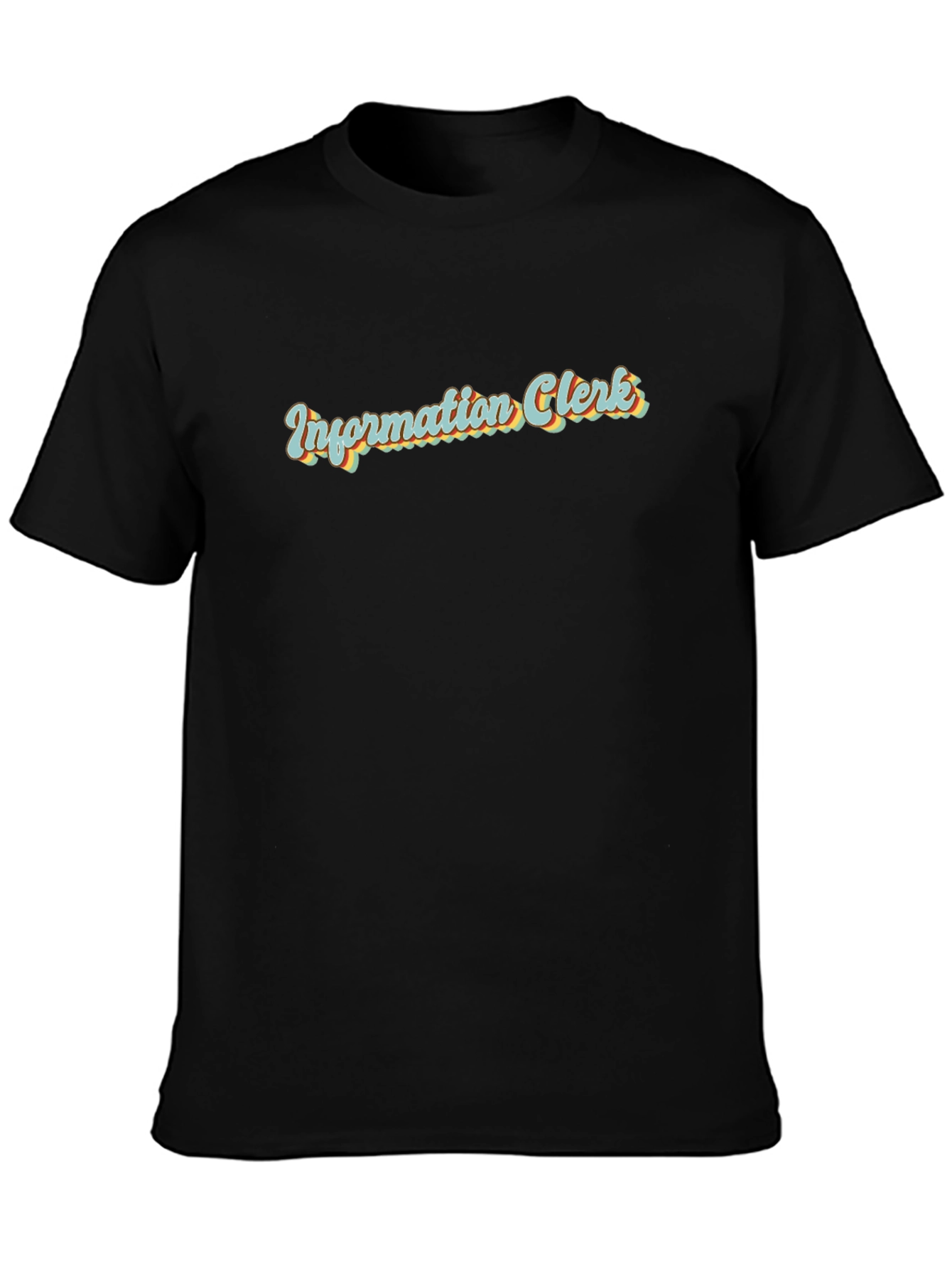 Black Information Clerk Retro T-Shirt view 3
