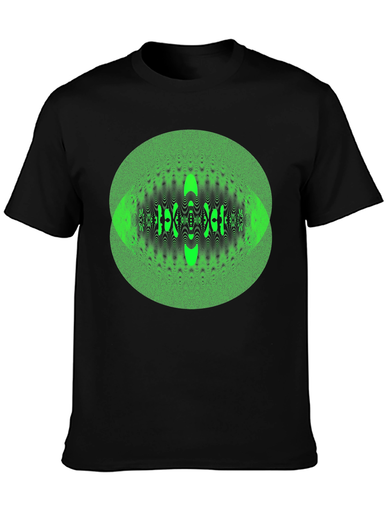 Black Green Eye Illusion Graphic Tee view 3