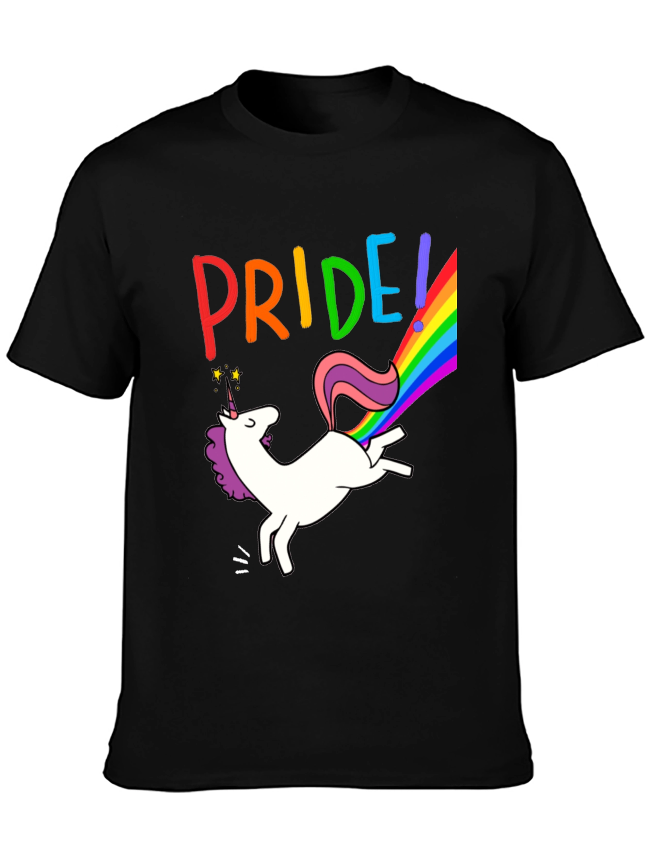 Black Pride Unicorn Graphic Tee - Black Cotton Blend view 3