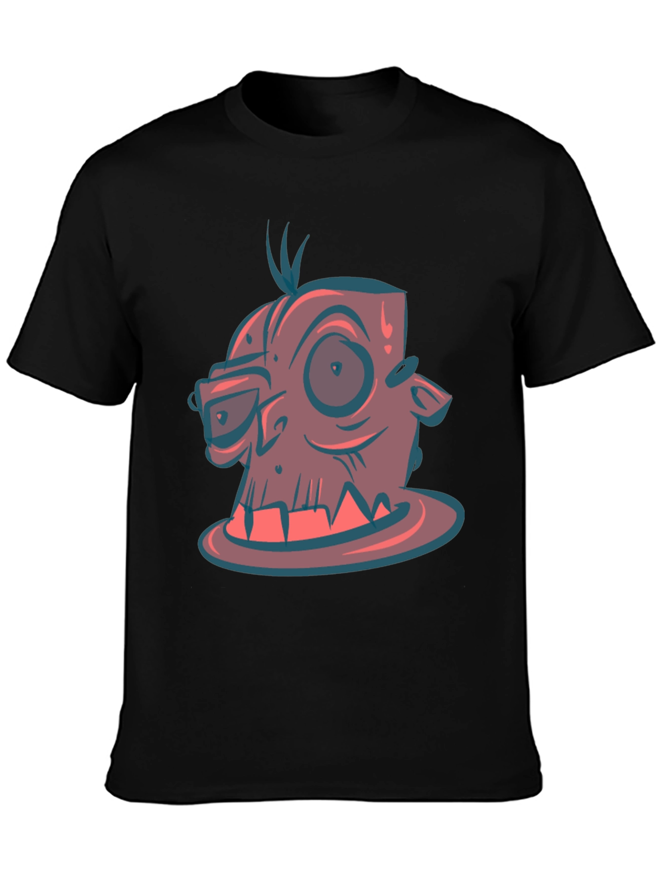 Black Cartoon Monster Graphic Tee - Black view 3