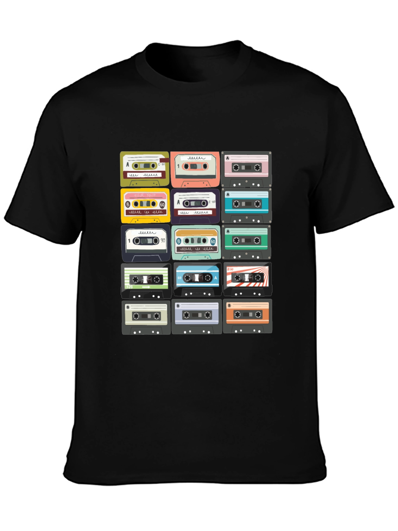 Black Retro Cassette Tape T-Shirt - Vintage Music Lover Tee view 3