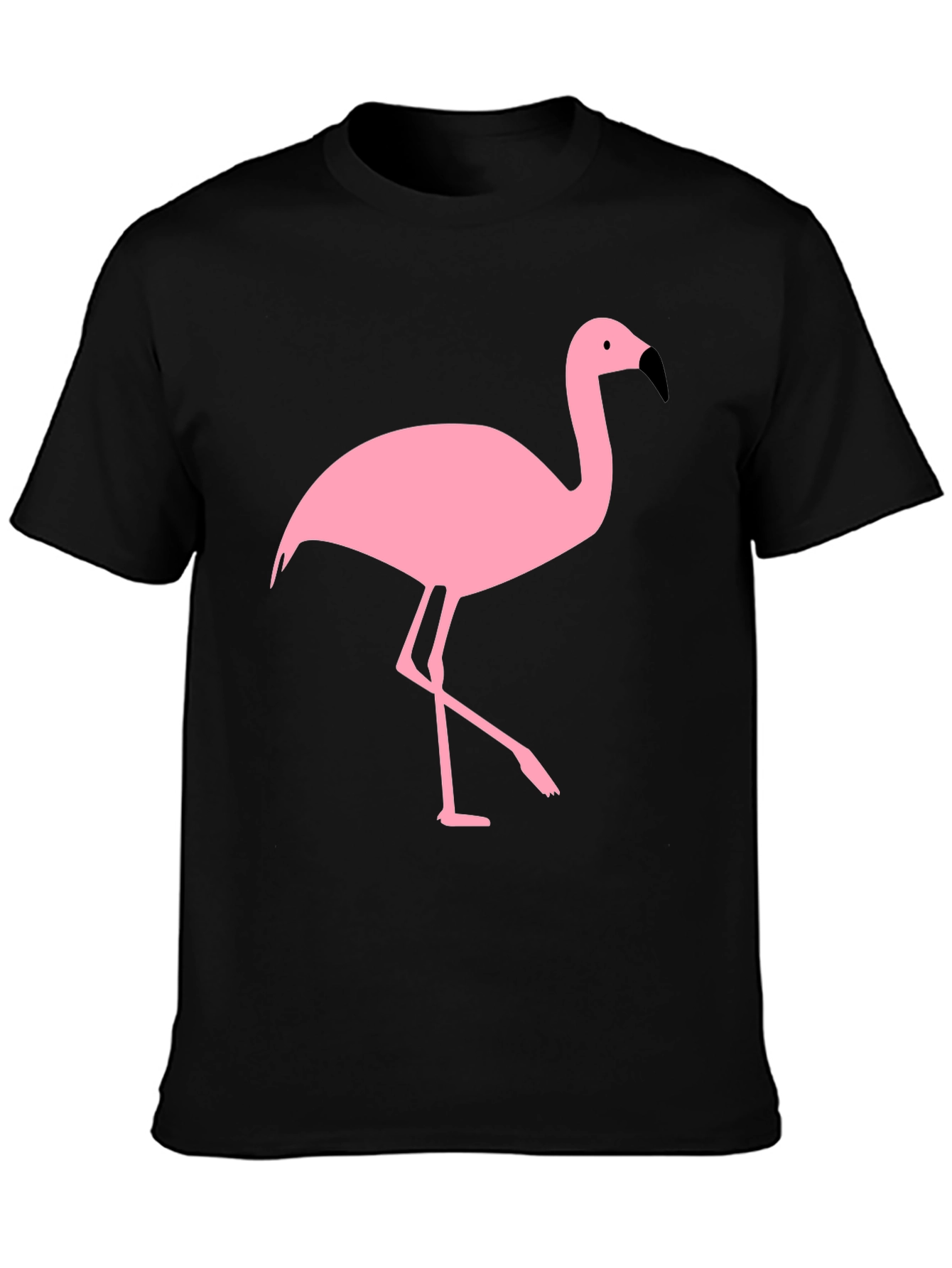 Black Black T-Shirt with Pink Flamingo Graphic view 3
