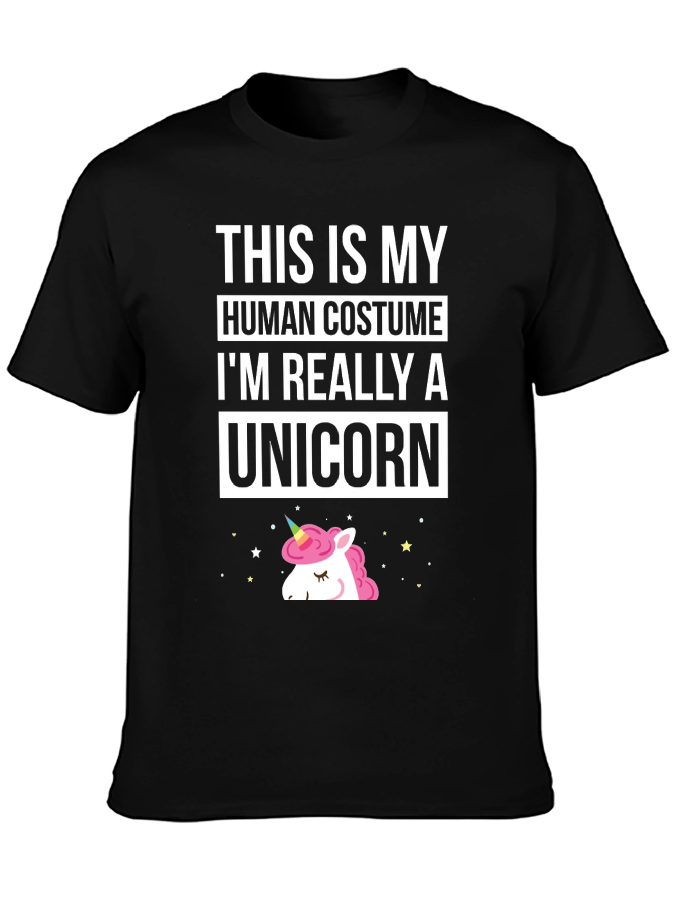 Black Unicorn Human Costume T-Shirt, Funny Graphic Tee view 3