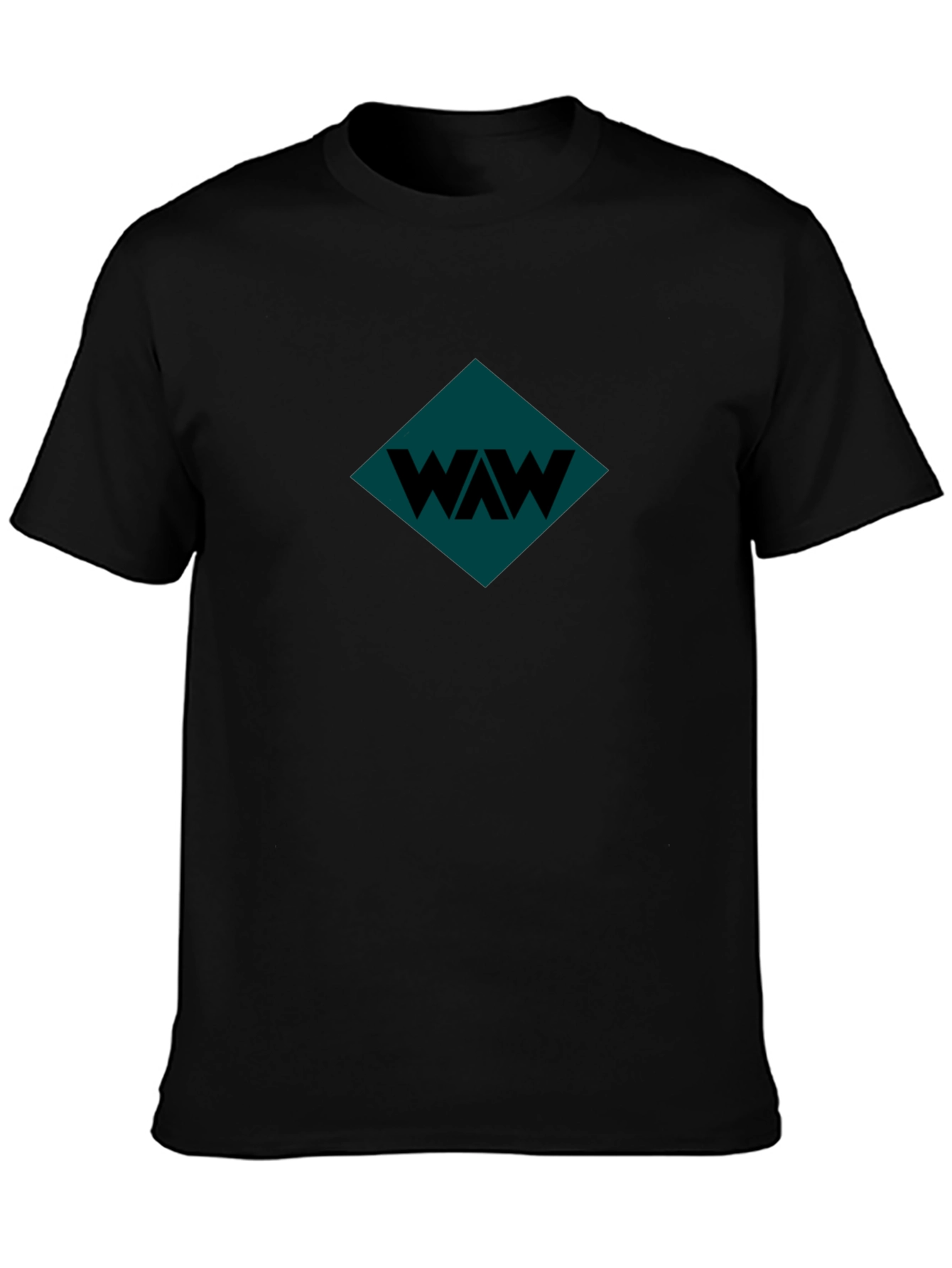 Black Modern WAW Graphic Black T-Shirt view 3