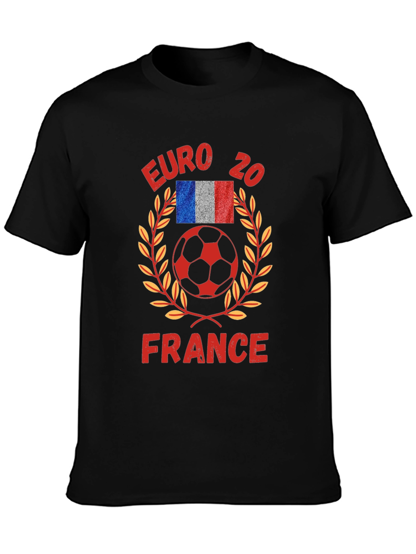Black Euro 20 France Soccer Graphic T-Shirt view 3
