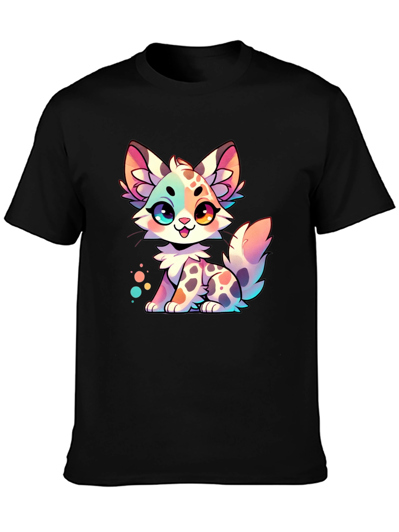 Black Cute Cartoon Kitten Graphic Tee view 3