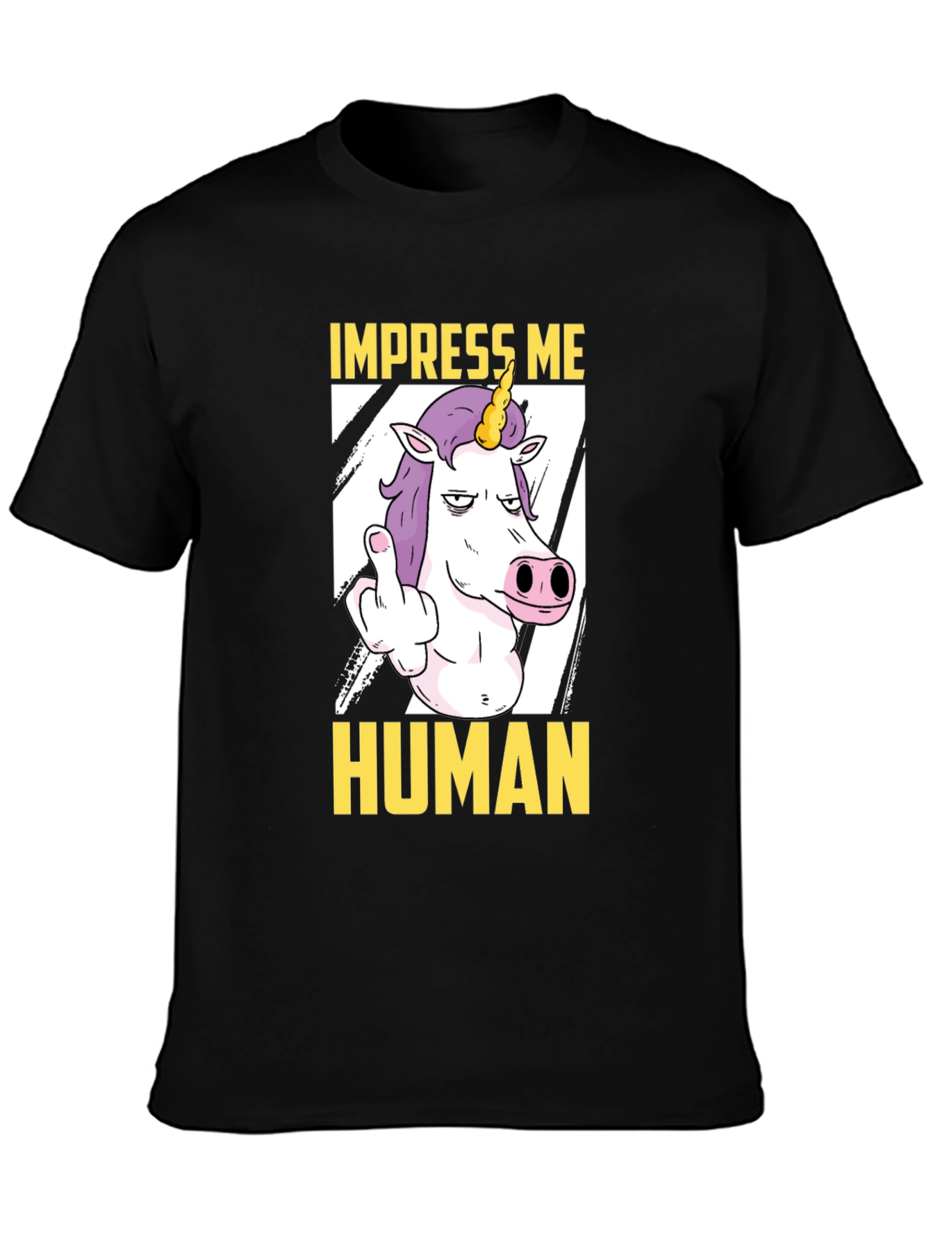 Black Impress Me Human Unicorn Graphic Tee - Funny T-Shirt view 3