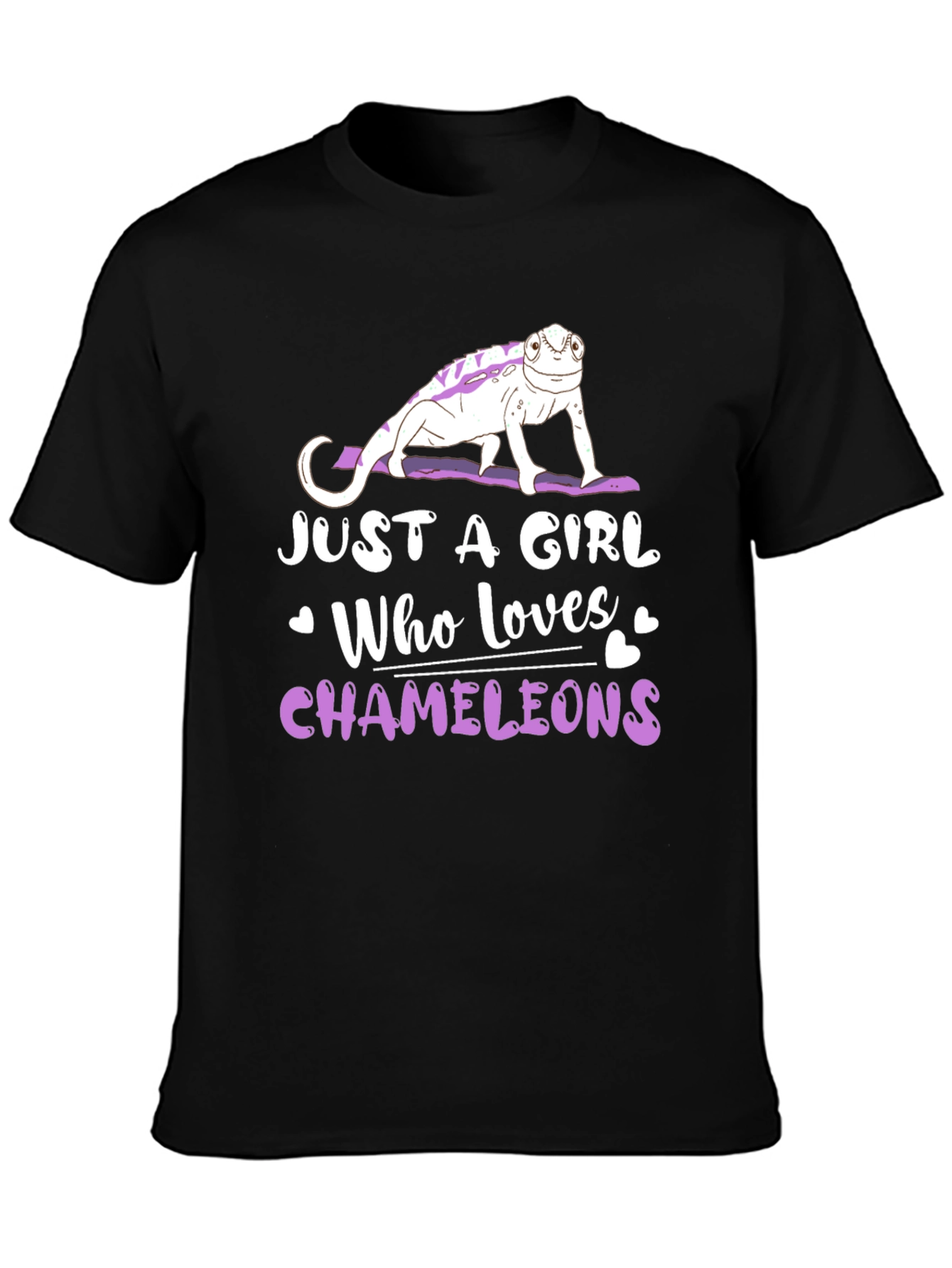 Black Just A Girl Who Loves Chameleons T-Shirt view 3
