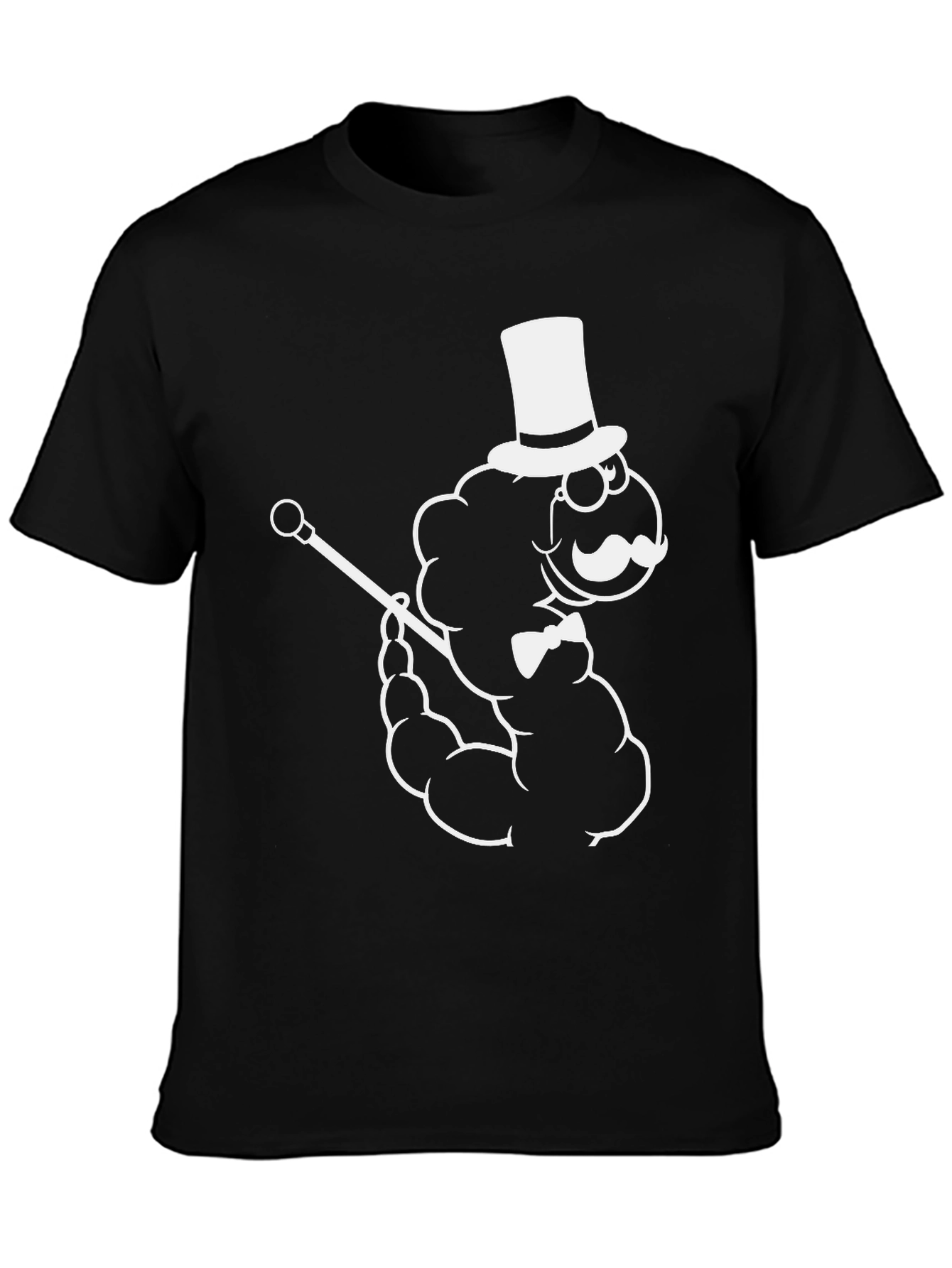 Black Cartoon Cloud Gentleman Black T-Shirt view 3