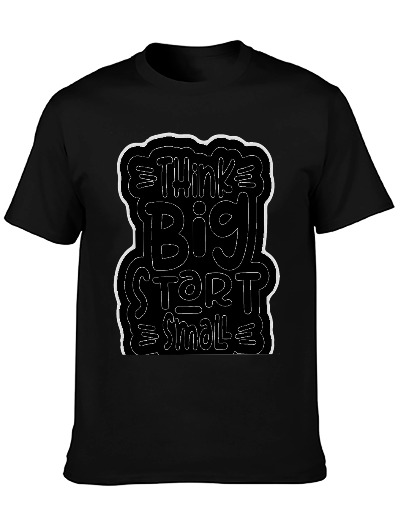 Black Think Big Start Small Black Graphic Tee view 3