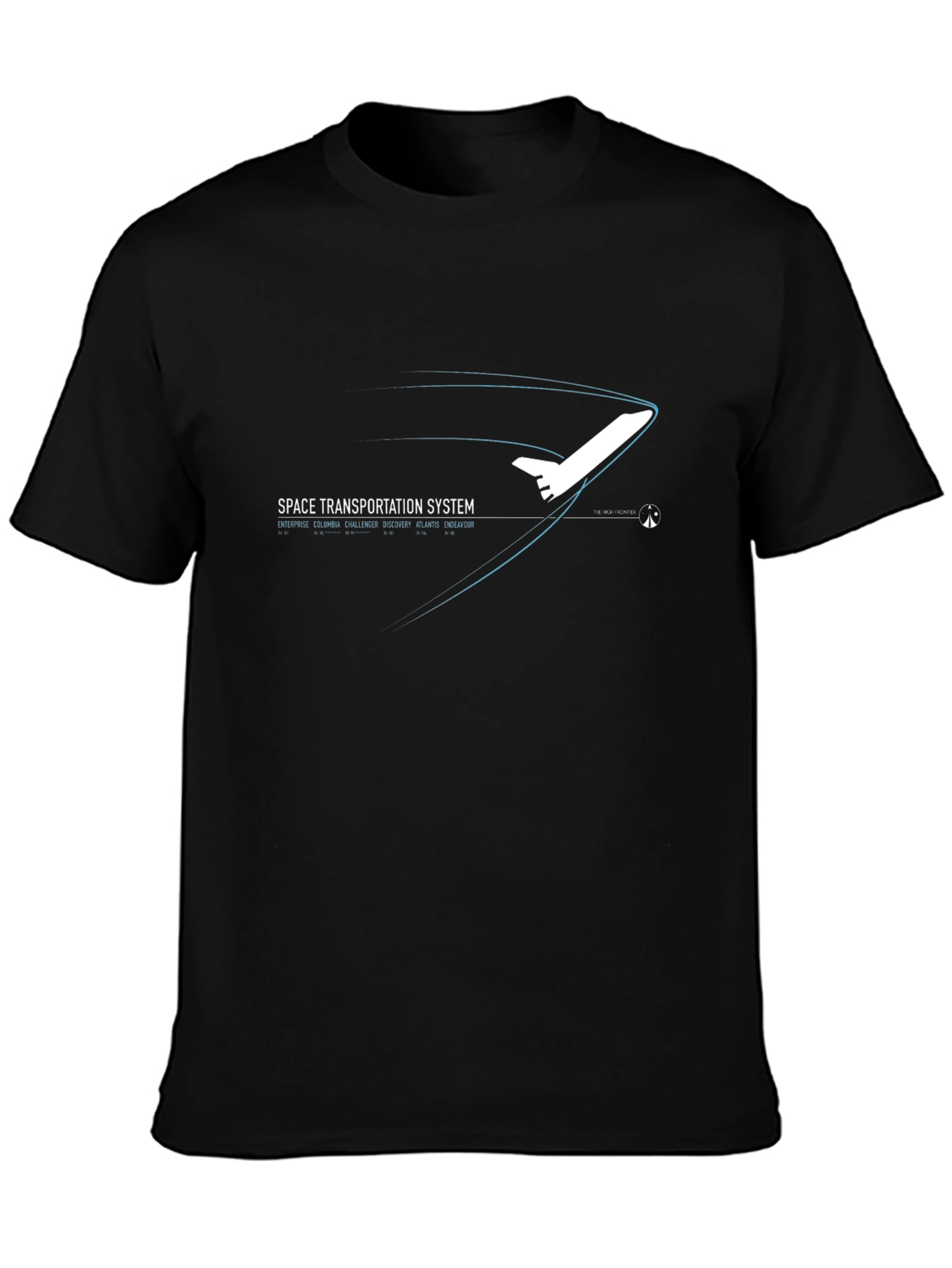 Black Space Transportation System Black T-Shirt view 3