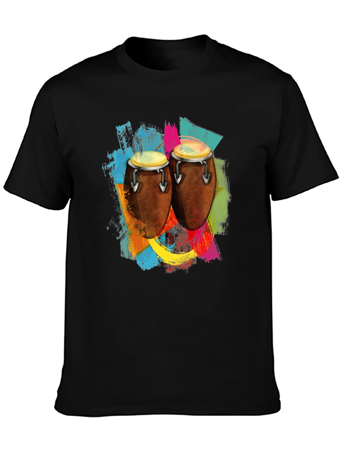 Black Conga Drum Colorful Graphic Tee view 3