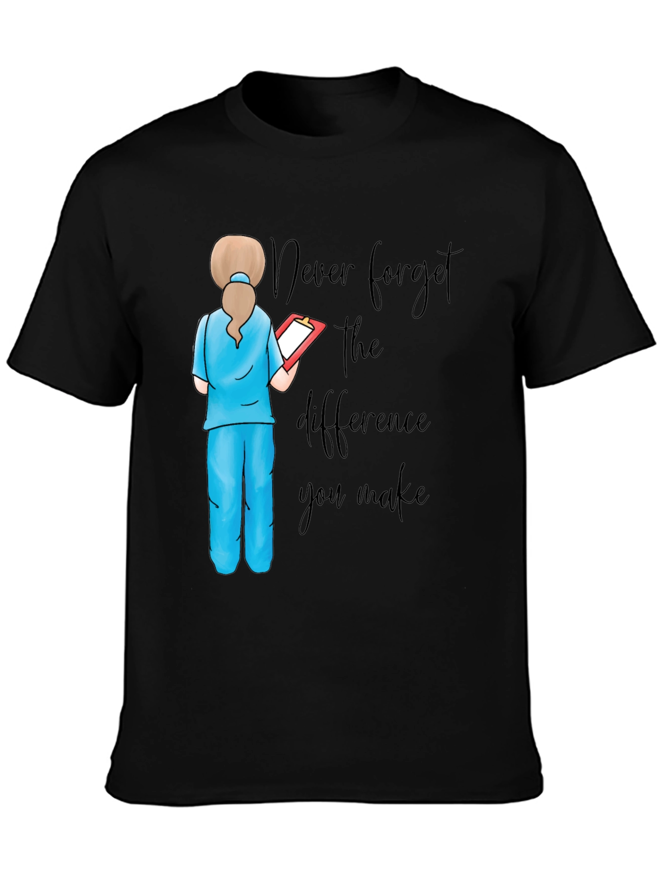 Black Nurse Quote Graphic Tee - Never Forget the Difference view 3