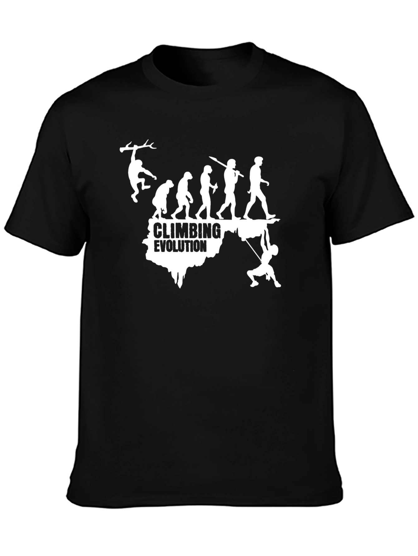 Black Climbing Evolution T-Shirt - Funny Climber Tee view 3