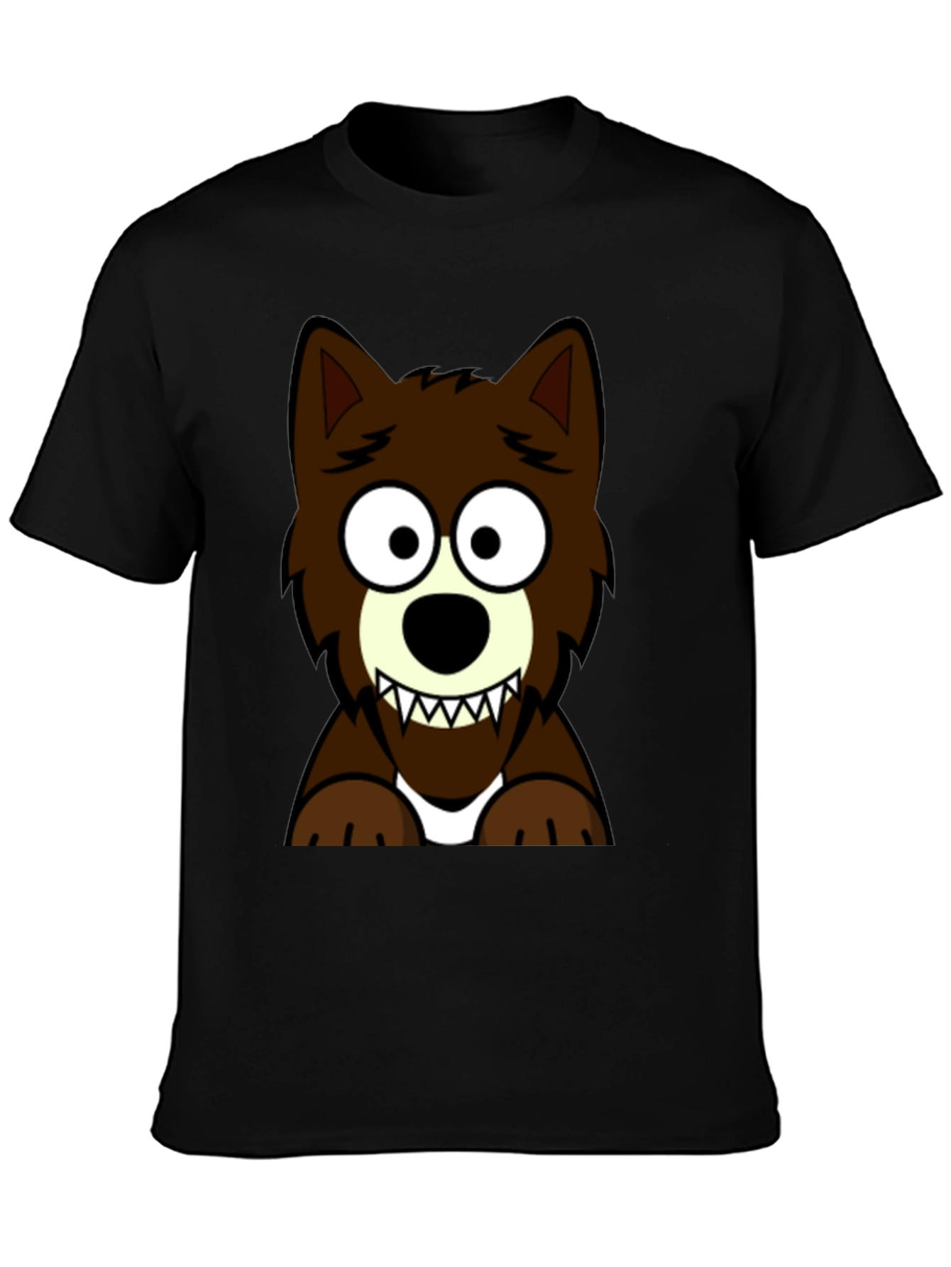 Black Cartoon Wolf Graphic Tee - Black T-Shirt view 3