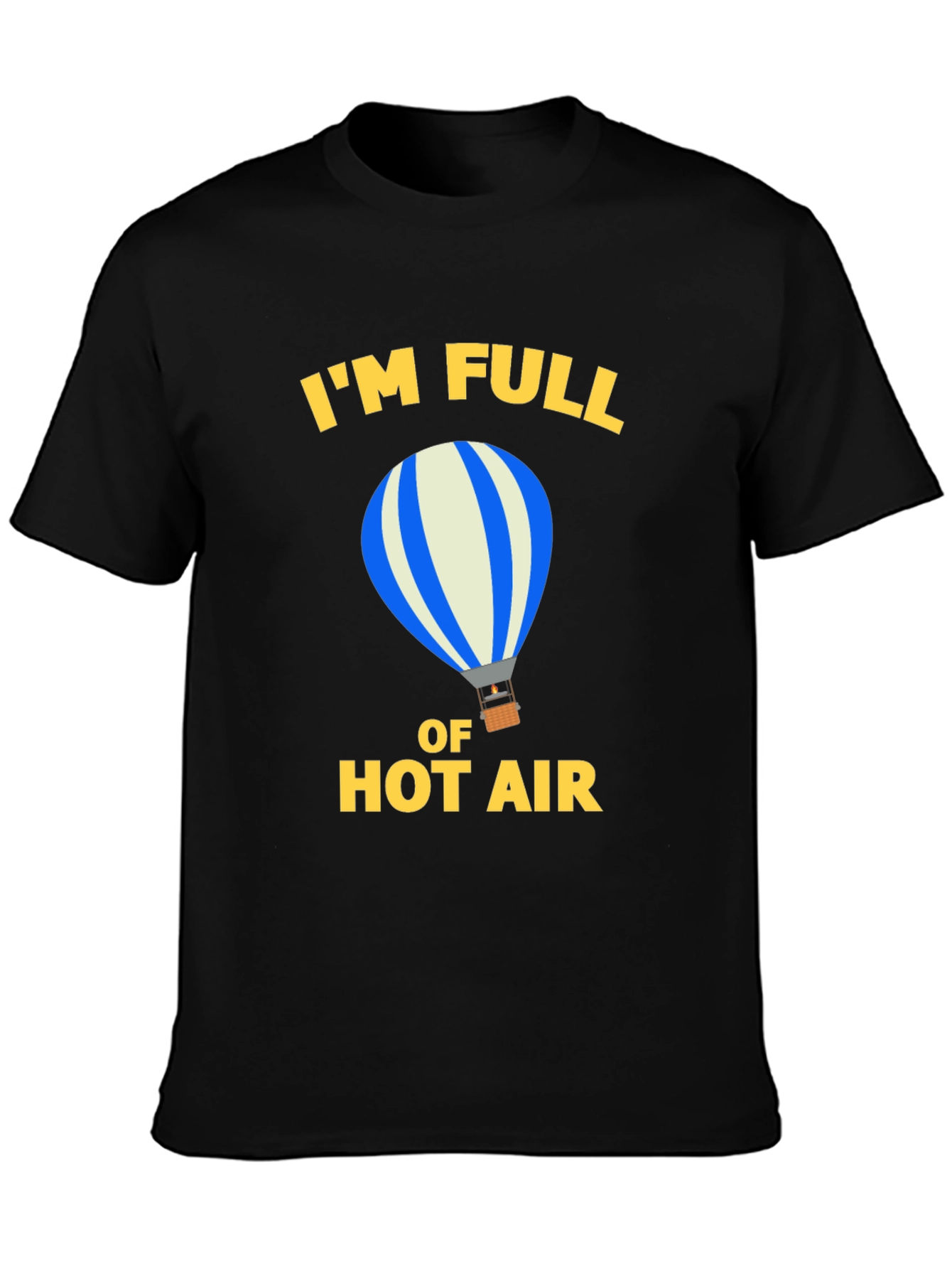 Black Funny Hot Air Balloon Graphic Tee view 3