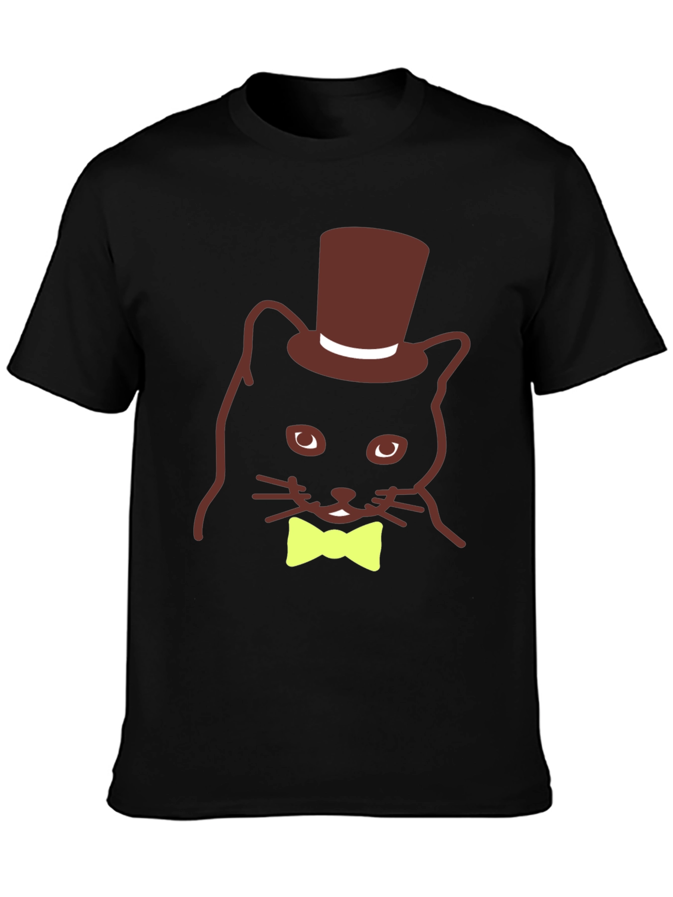 Black Cat with Top Hat & Bow Tie Black T-Shirt view 3
