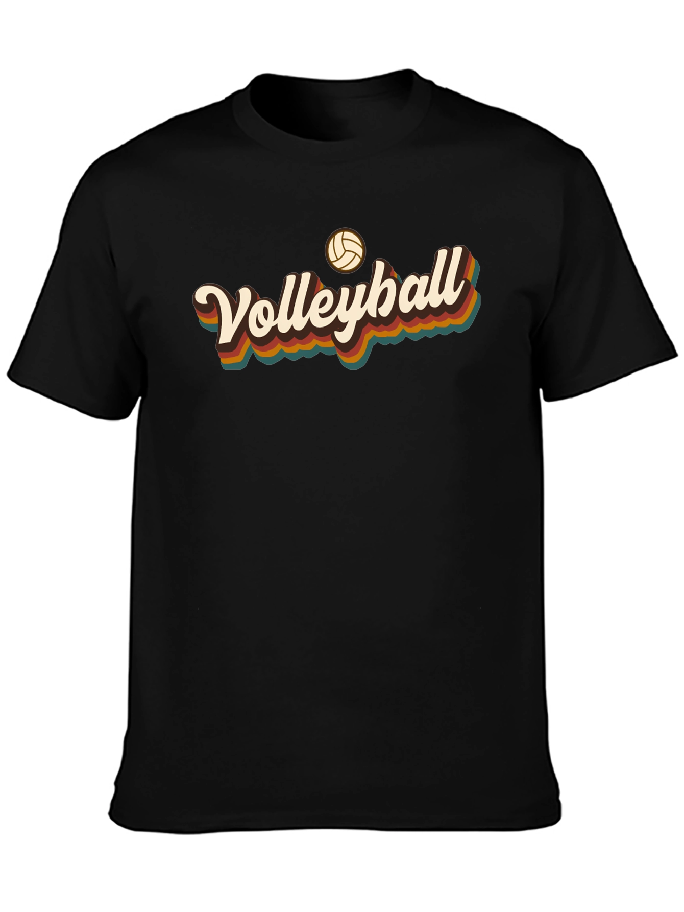 Black Retro Volleyball T-Shirt - Vintage Style Tee view 3