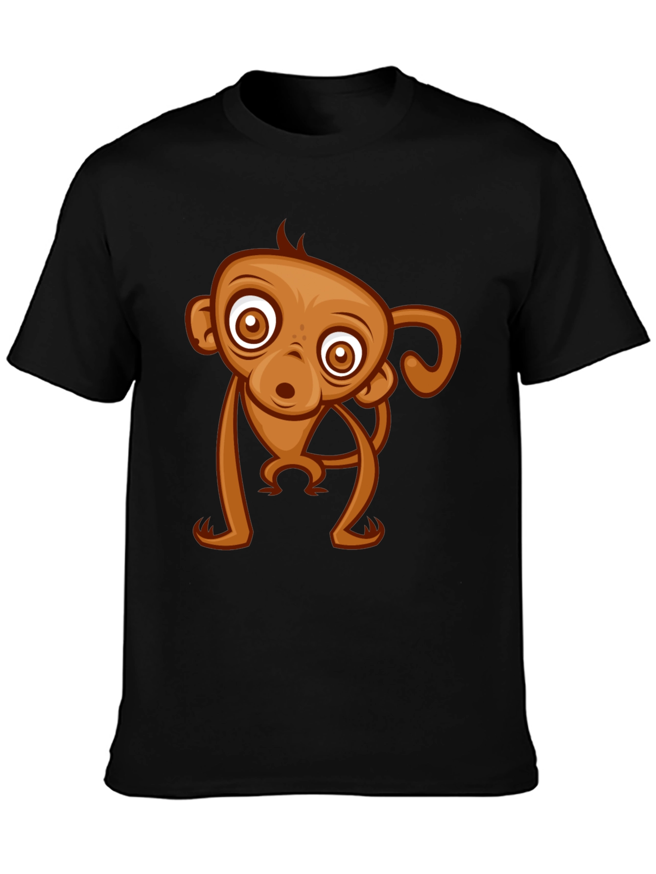Black Cute Monkey Graphic Tee - Black Cotton T-Shirt view 3