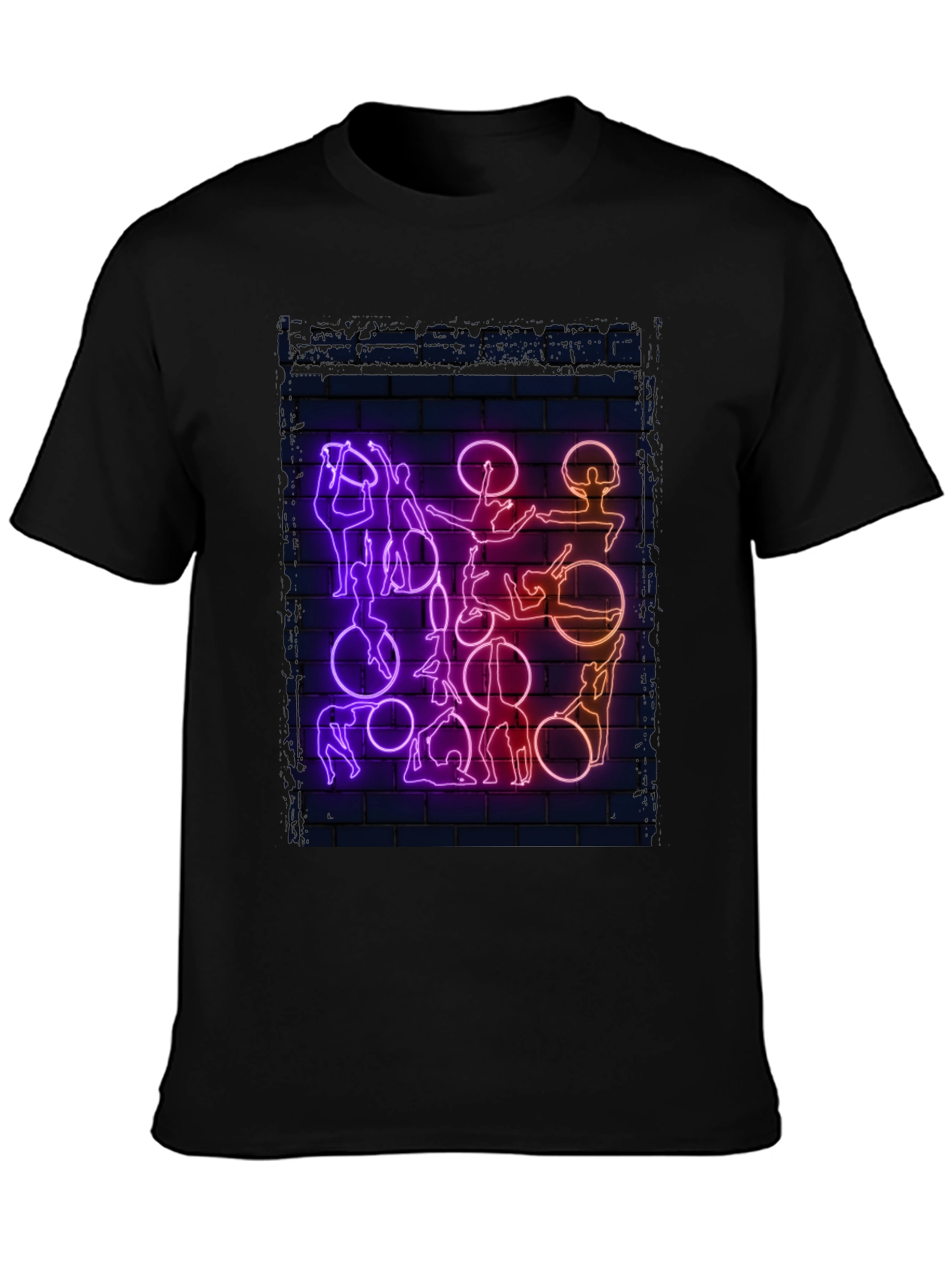 Black Neon Aerial Acrobatics Graphic T-Shirt view 3