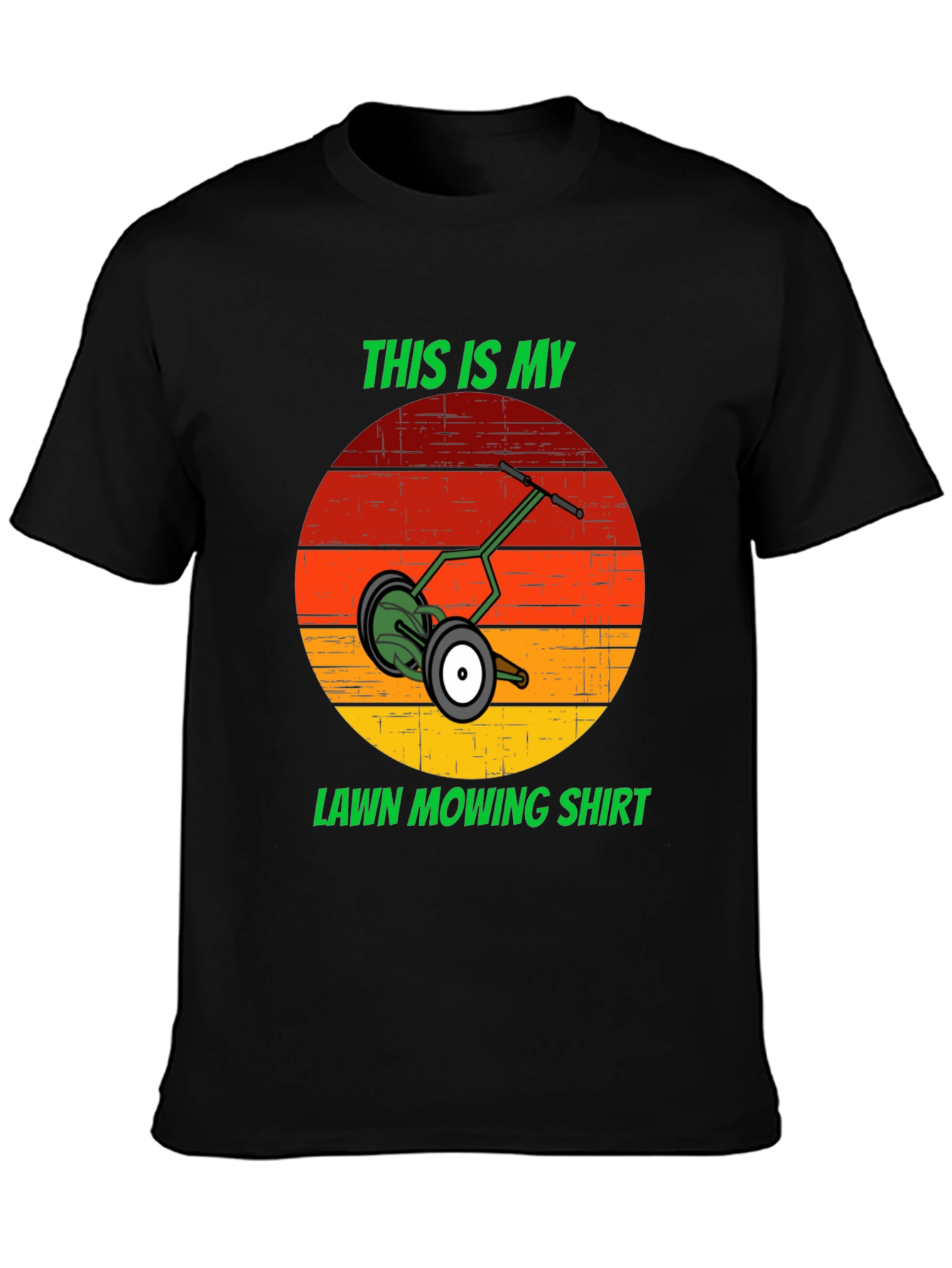 Black This Is My Lawn Mowing Shirt - Retro Mower Design Tee view 3