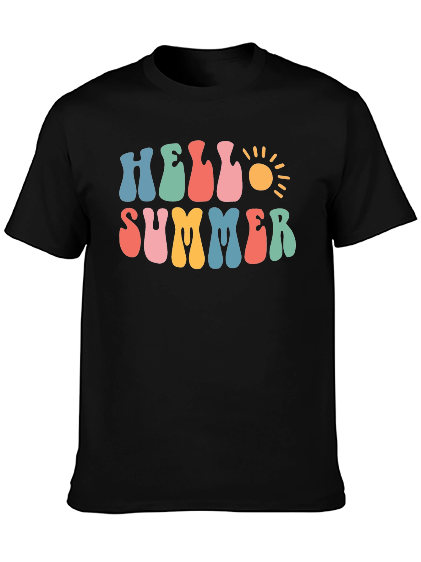 Black Hello Summer Graphic T-Shirt view 3