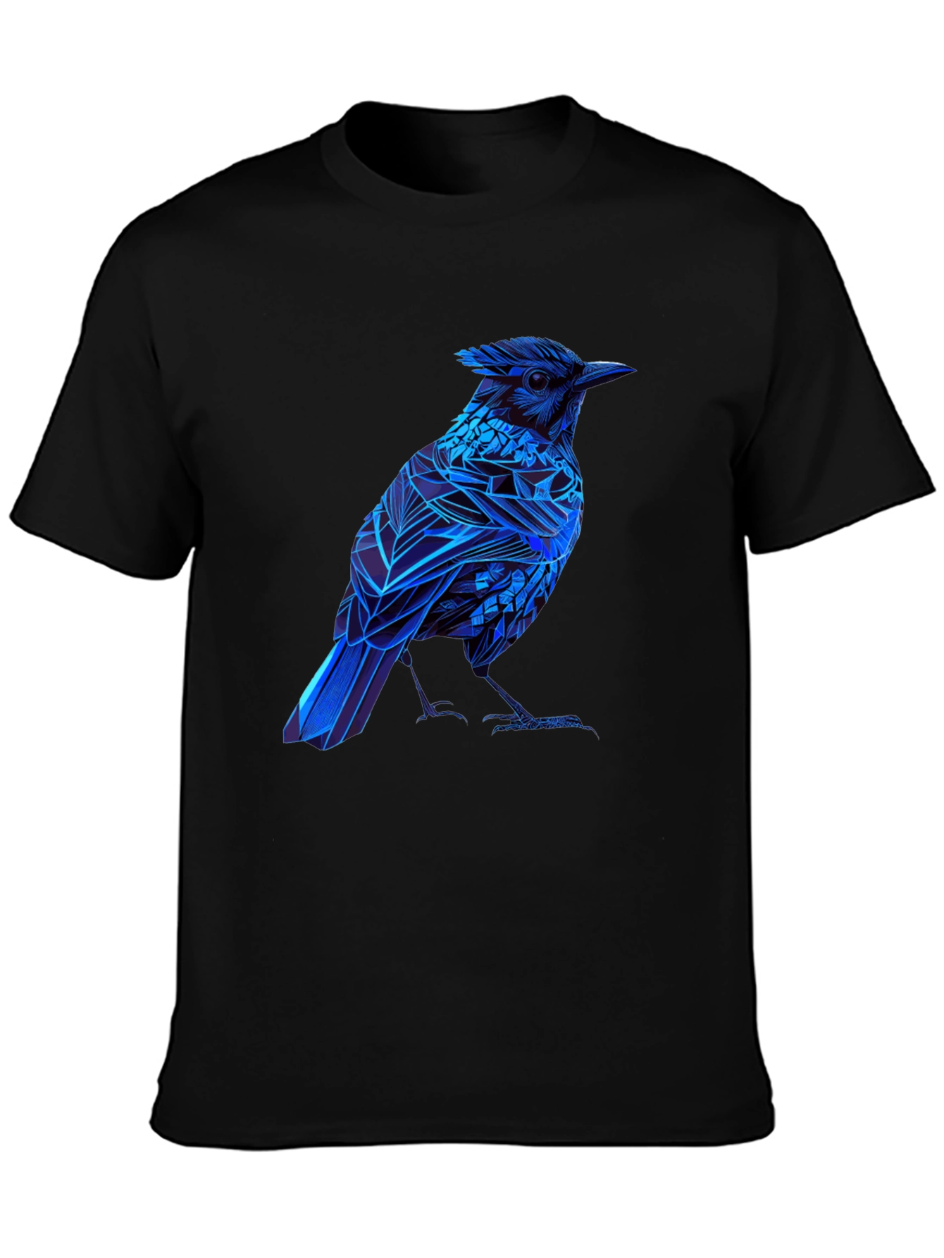 Black Blue Bird Graphic Tee - Modern Geometric Design view 3