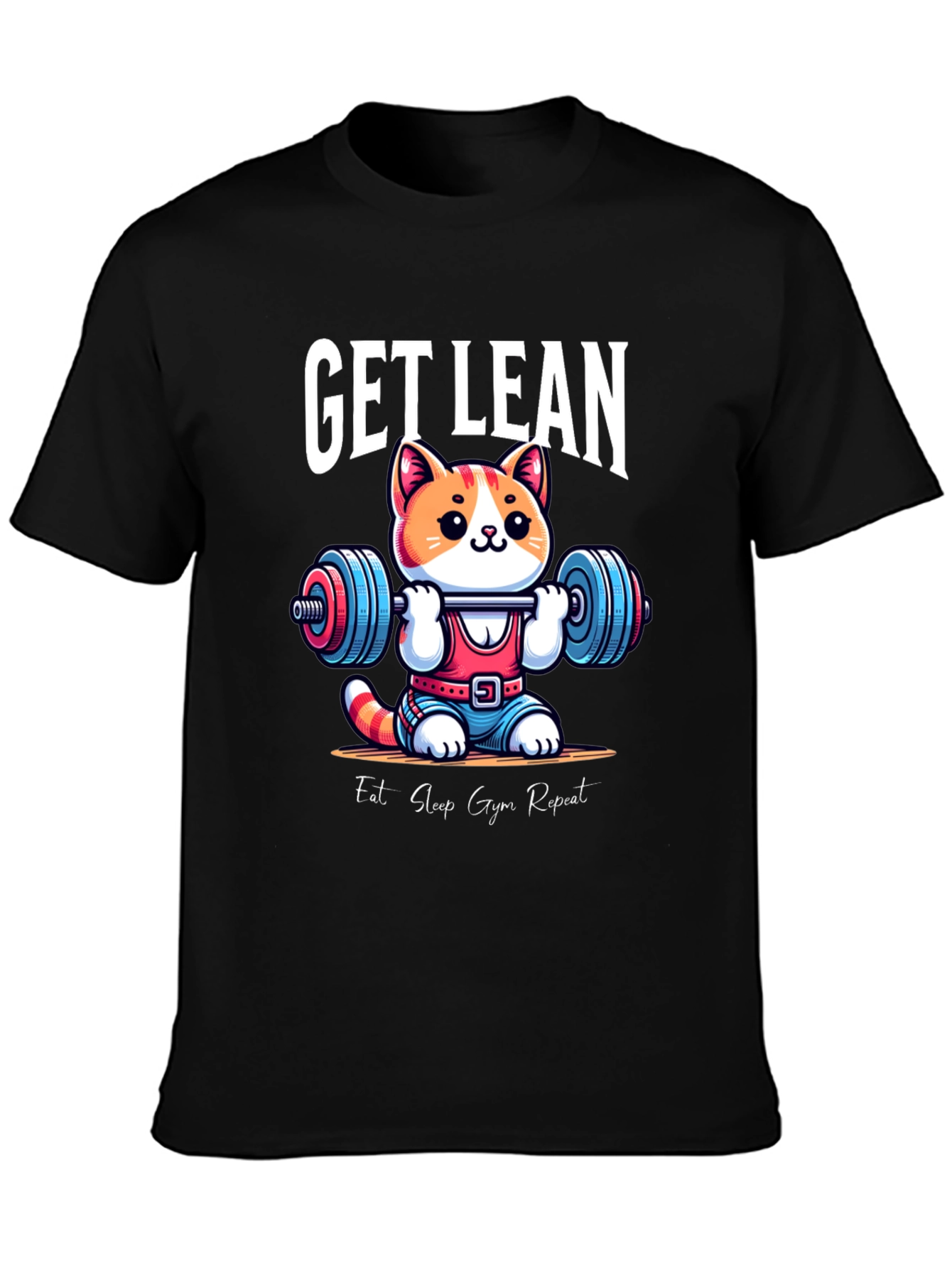 Black Get Lean Gym Cat T-Shirt view 3