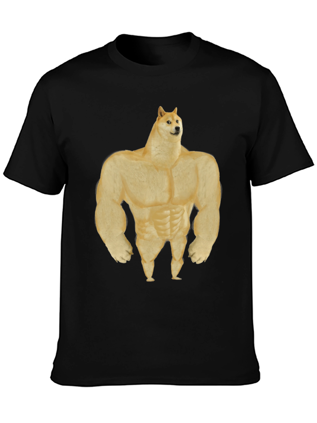 Black Buff Doge T-Shirt - Funny Meme Tee view 3