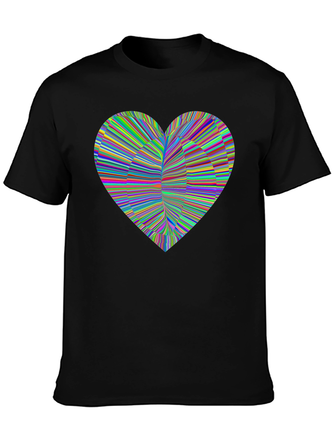 Black Colorful Heart Graphic Black T-Shirt view 3