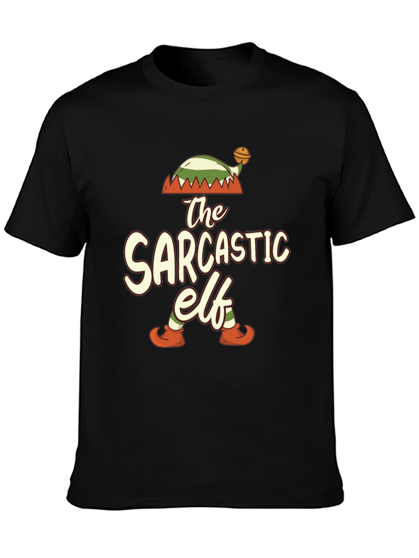 Black Sarcastic Elf Graphic Tee view 3