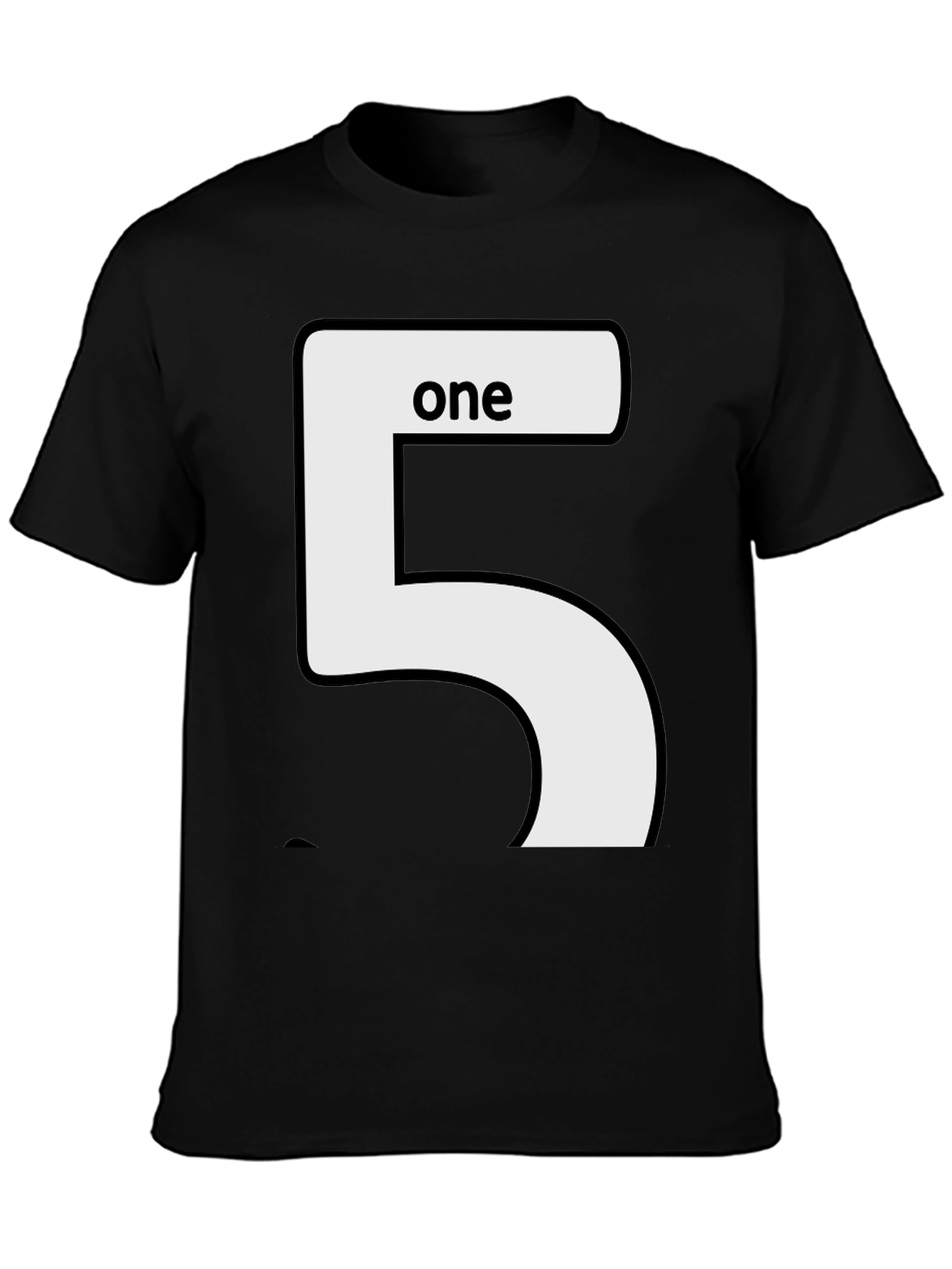 Black Number 5 One Funny Graphic T-Shirt view 3