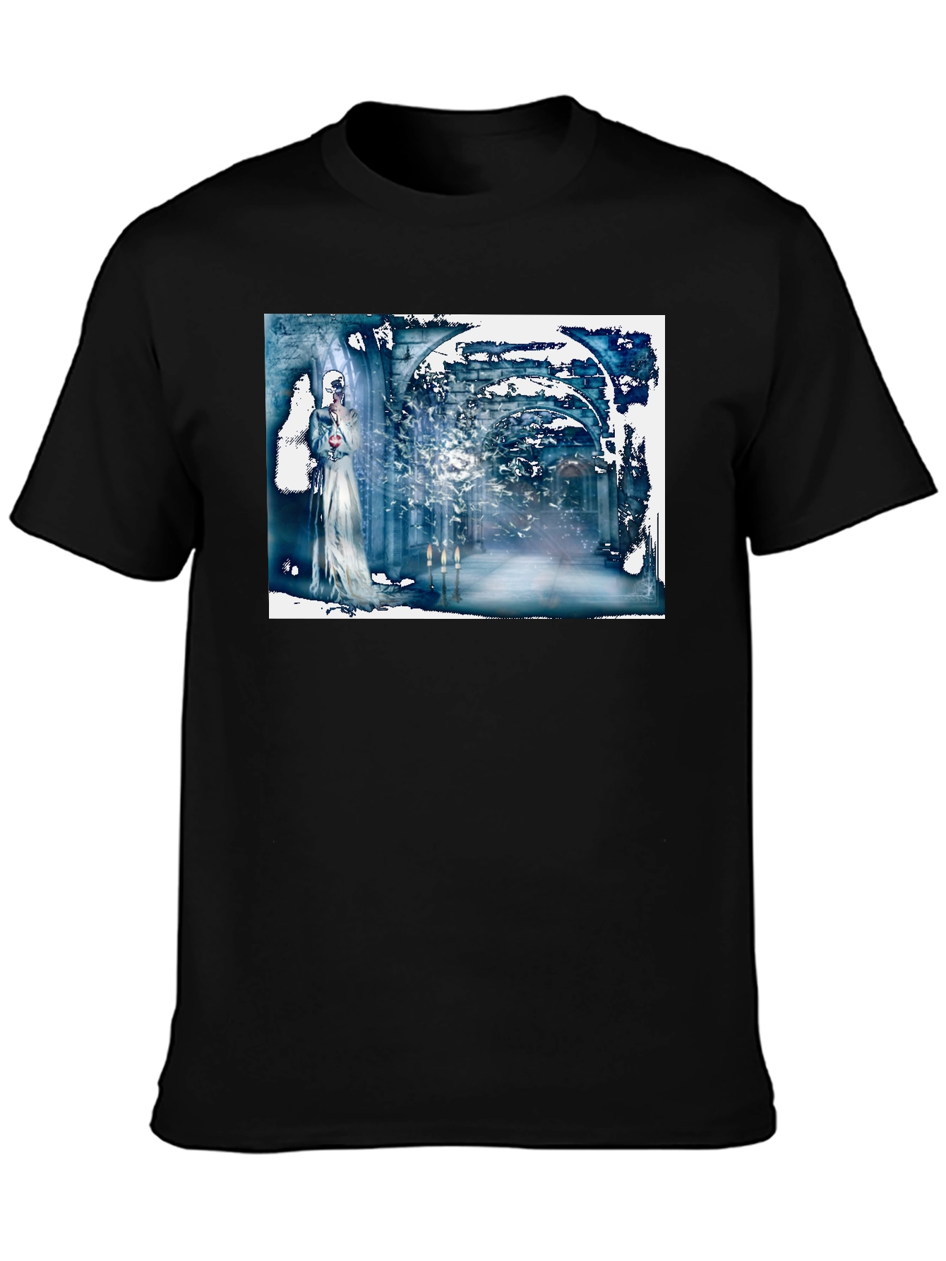 Black Abstract Gothic T-Shirt: Wearable Art Tee view 3