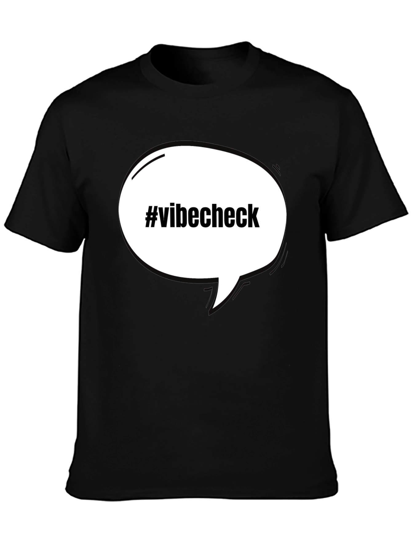 Black #Vibecheck Black Cotton Crew Neck T-Shirt - Trendy Slogan Tee view 3