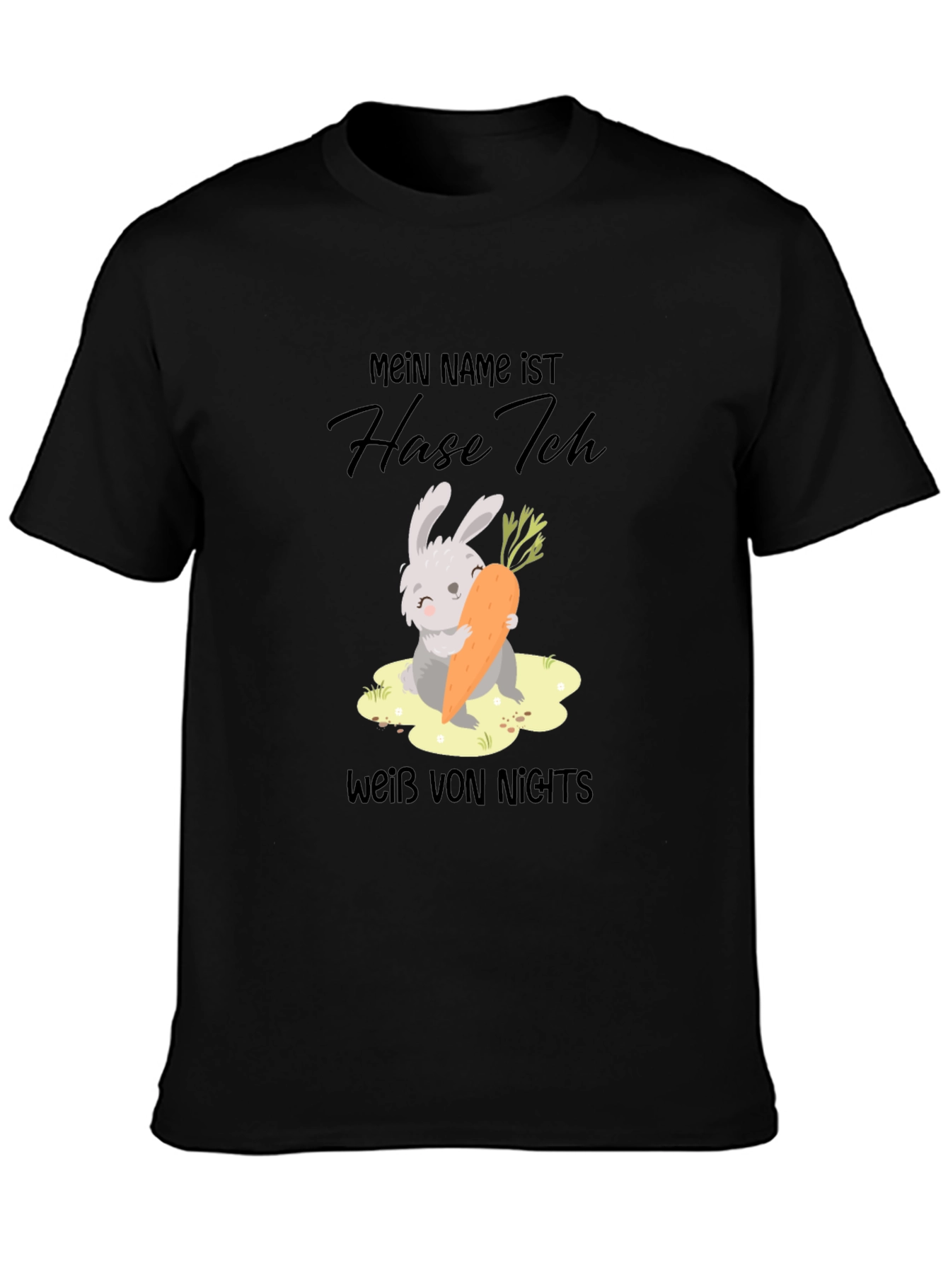 Black Cute Rabbit Carrot T-Shirt - Mein Name ist Hase Ich view 3