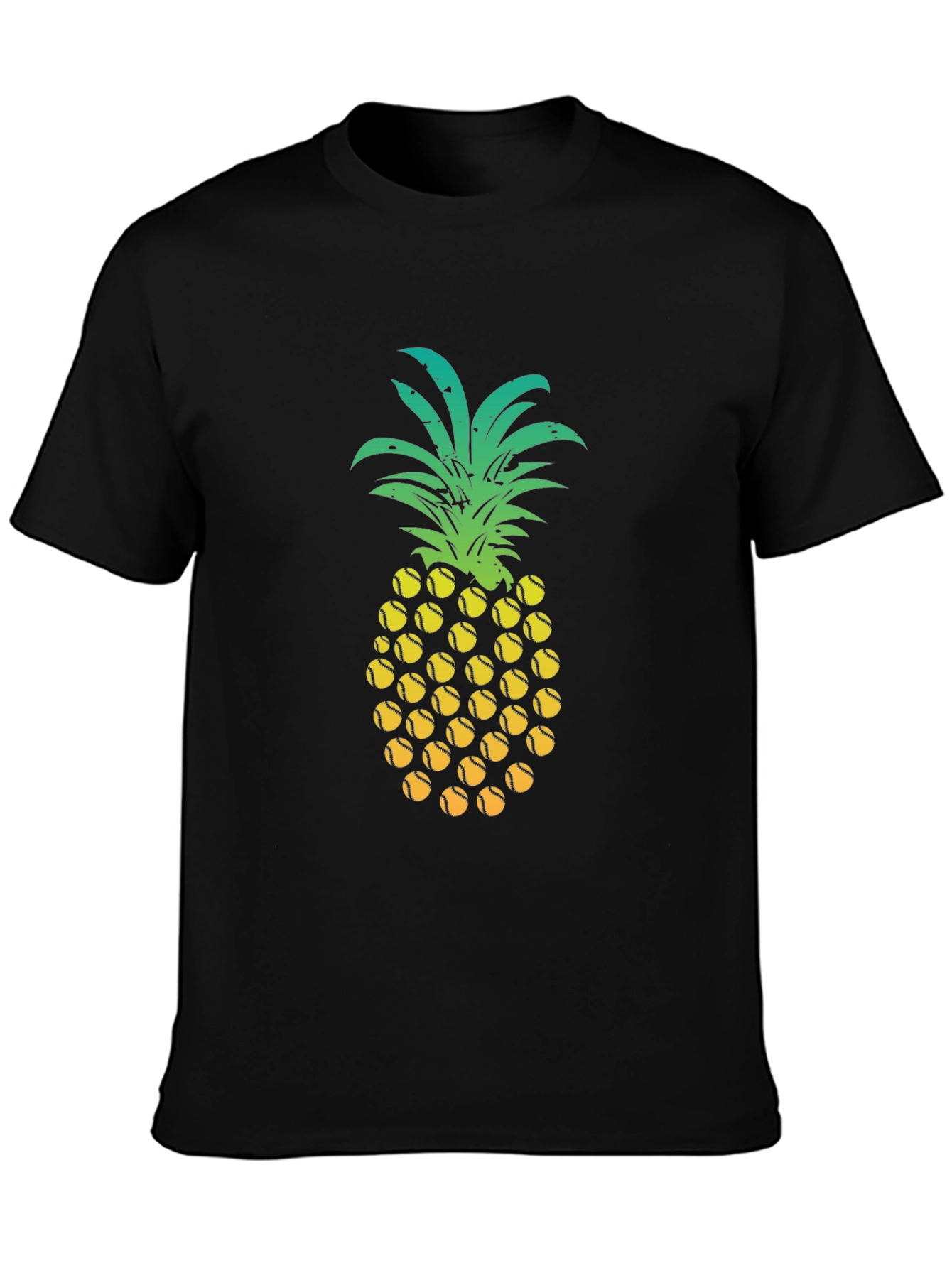 Black Pineapple Tennis Ball Graphic Tee - Fun Summer Shirt view 3