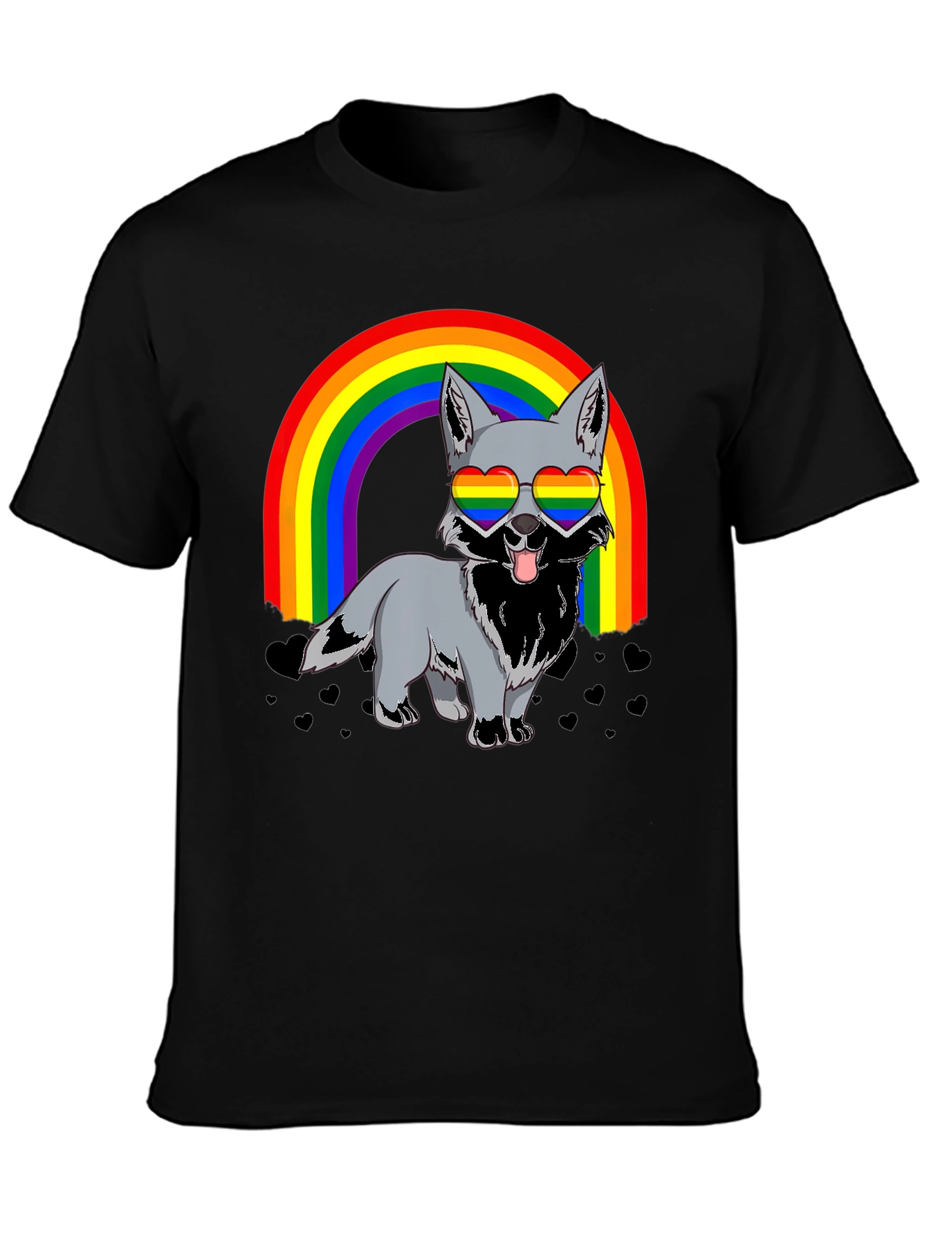 Black Rainbow Wolf Graphic T-Shirt - Pride Apparel view 3