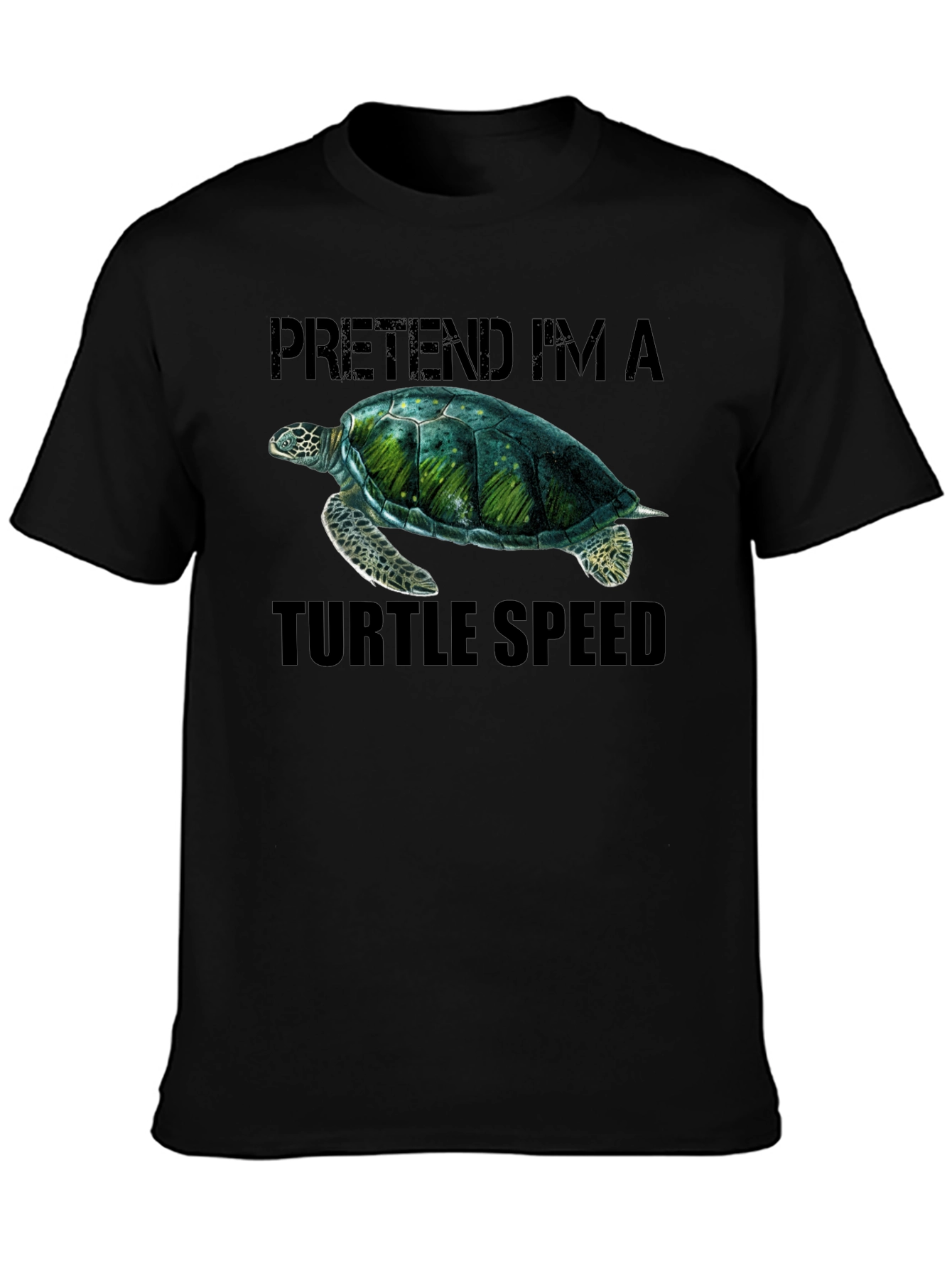 Black Pretend I'm A Turtle Speed T-Shirt view 3