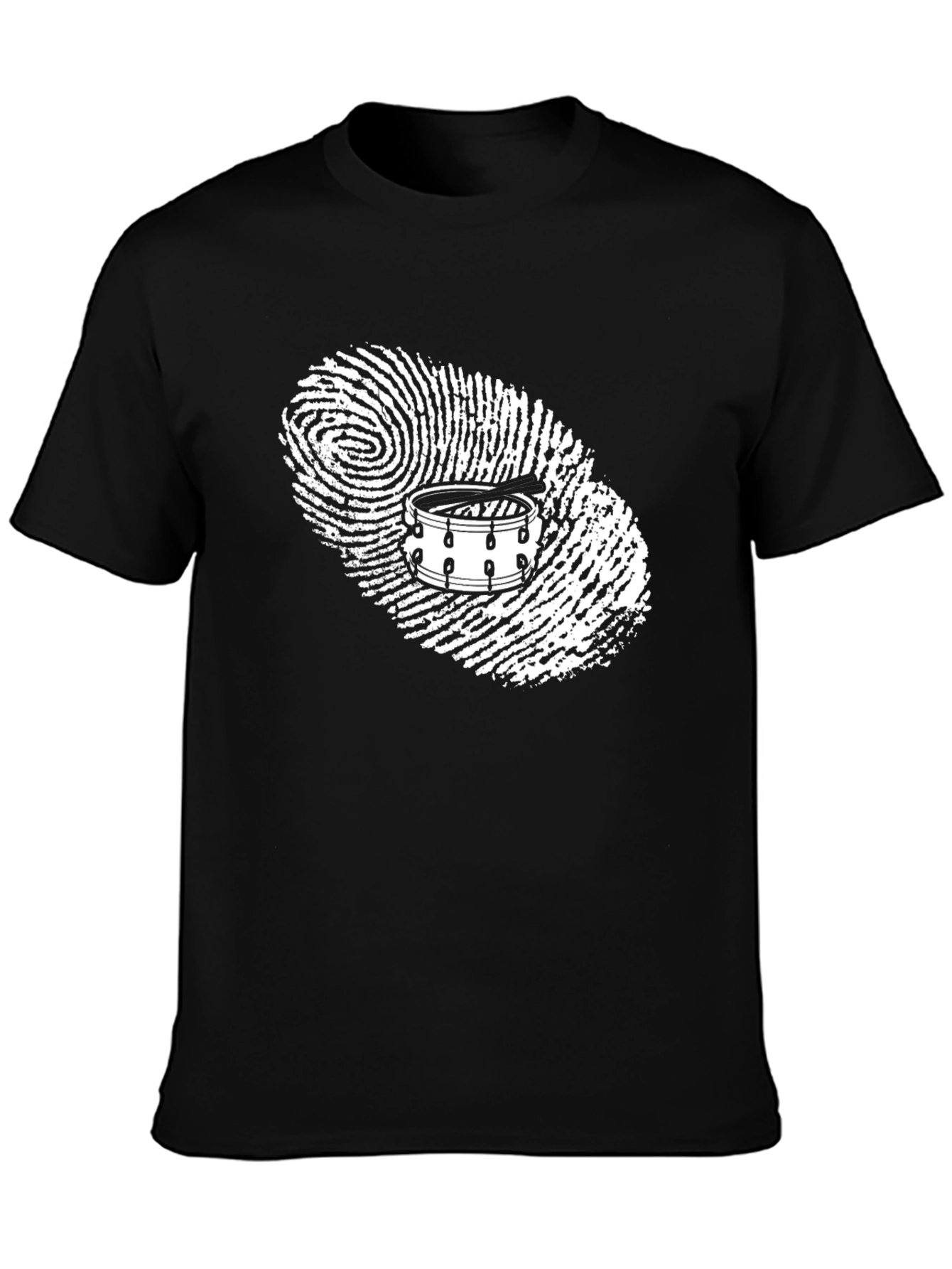 Black Drummer Fingerprint Black T-Shirt view 3