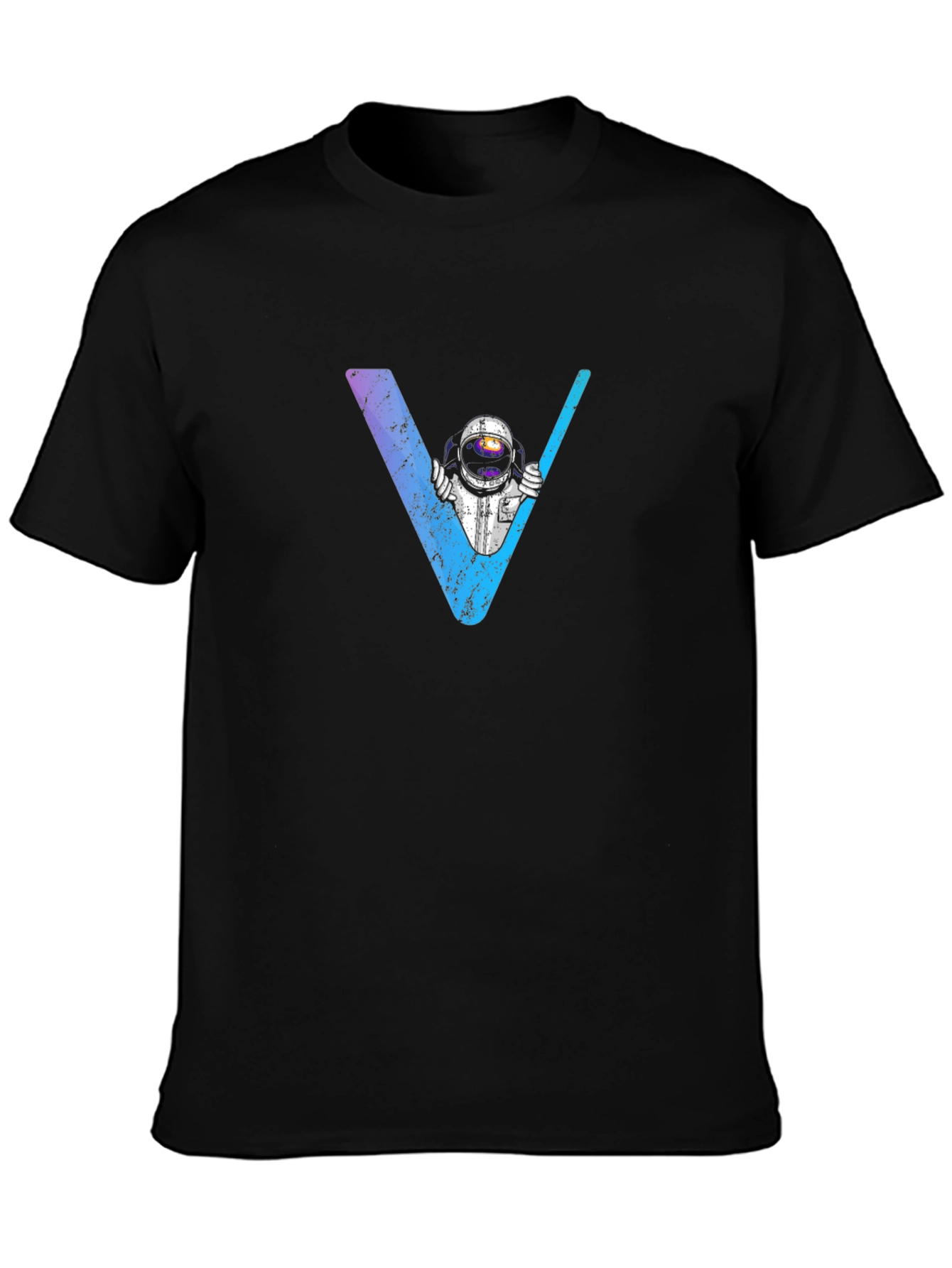 Black Astronaut V-Neck Graphic T-Shirt - Space Explorer Tee view 3