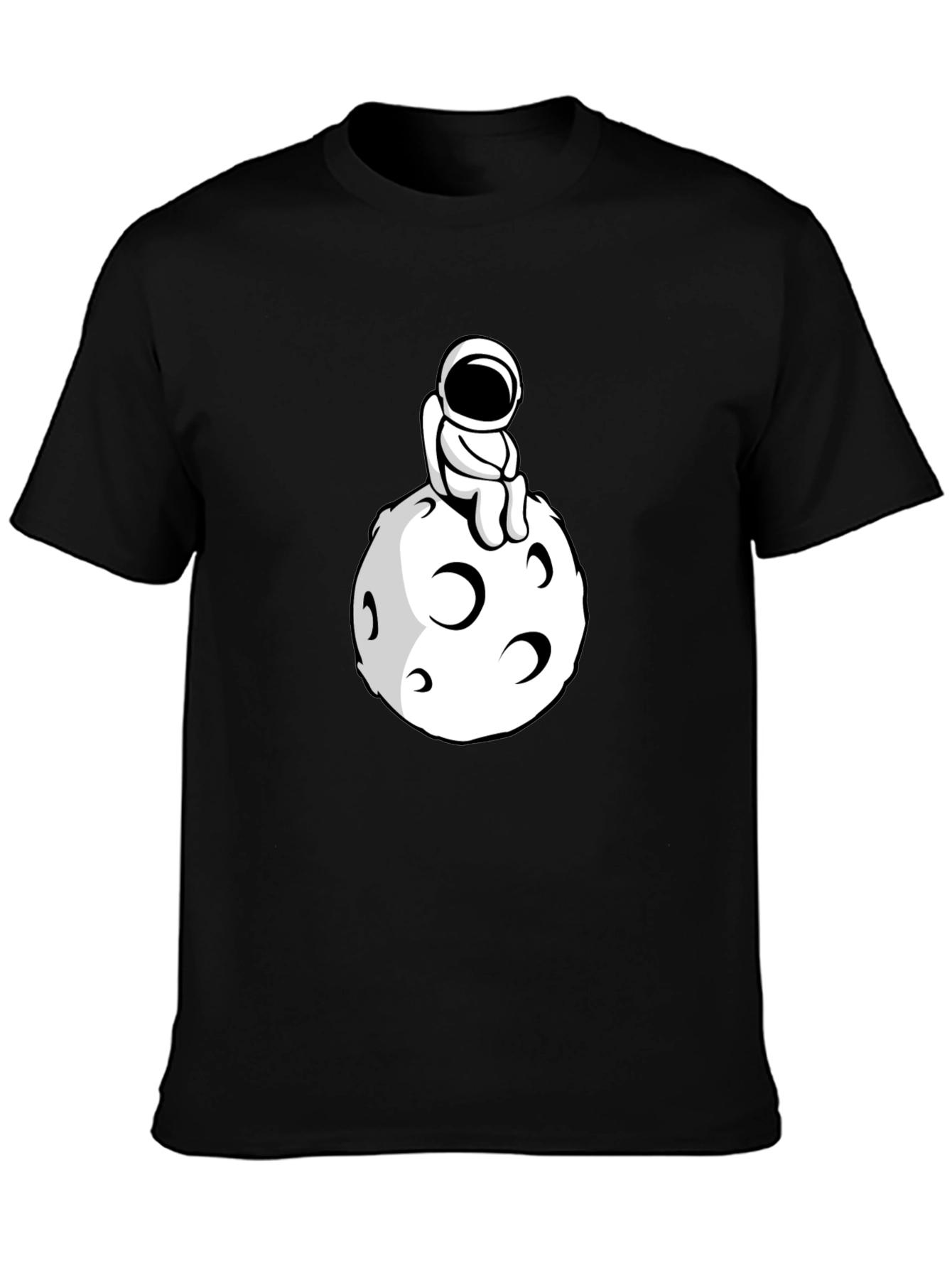 Black Astronaut on the Moon Black T-Shirt view 3