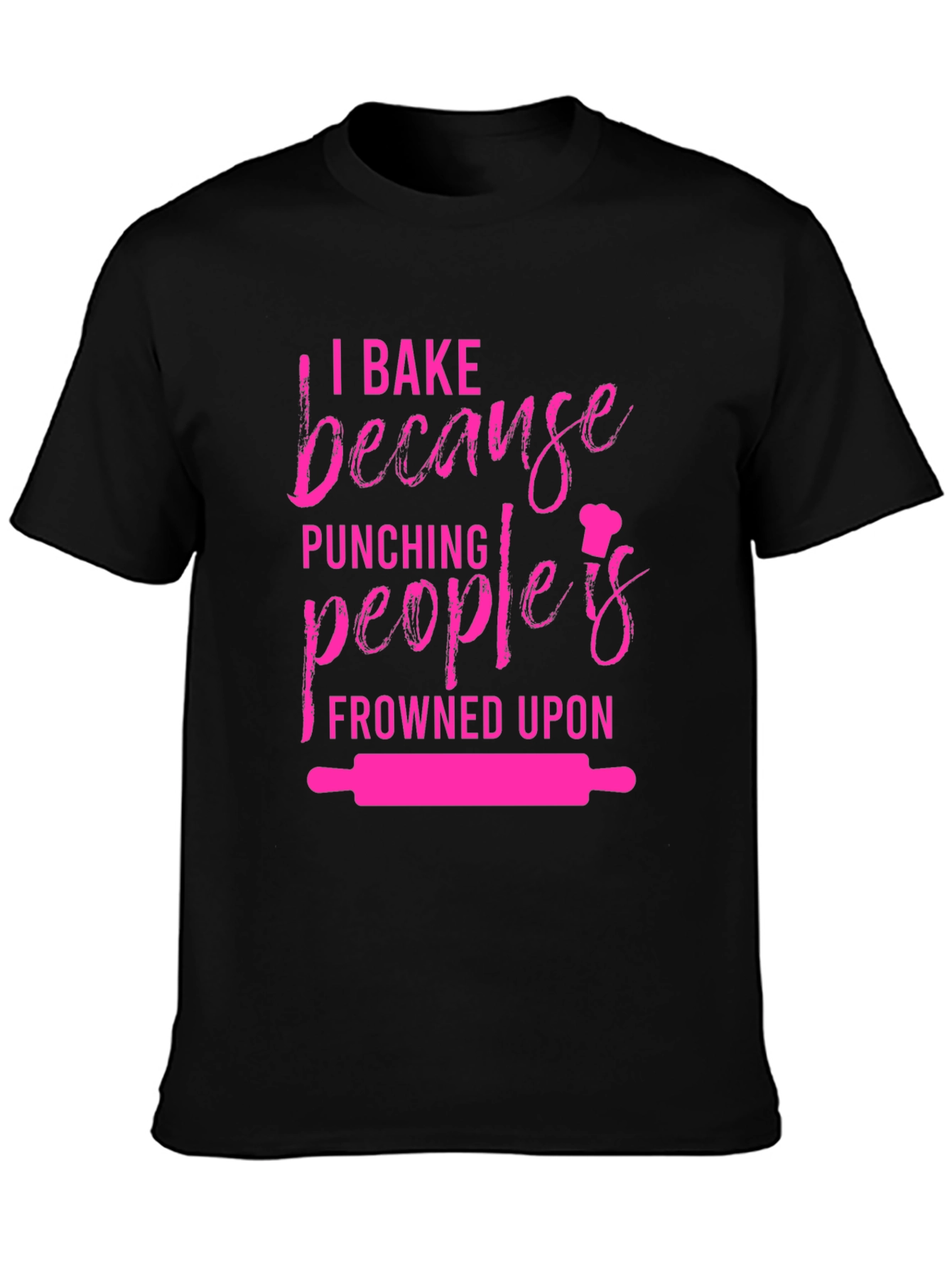 Black Baking Humor Graphic Tee - I Bake Because Punching Is Frowned Upon view 3