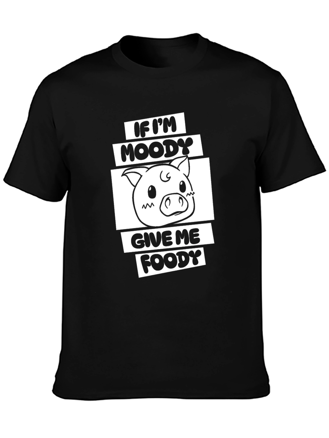 Black Moody Piggy Foody Black T-Shirt view 3
