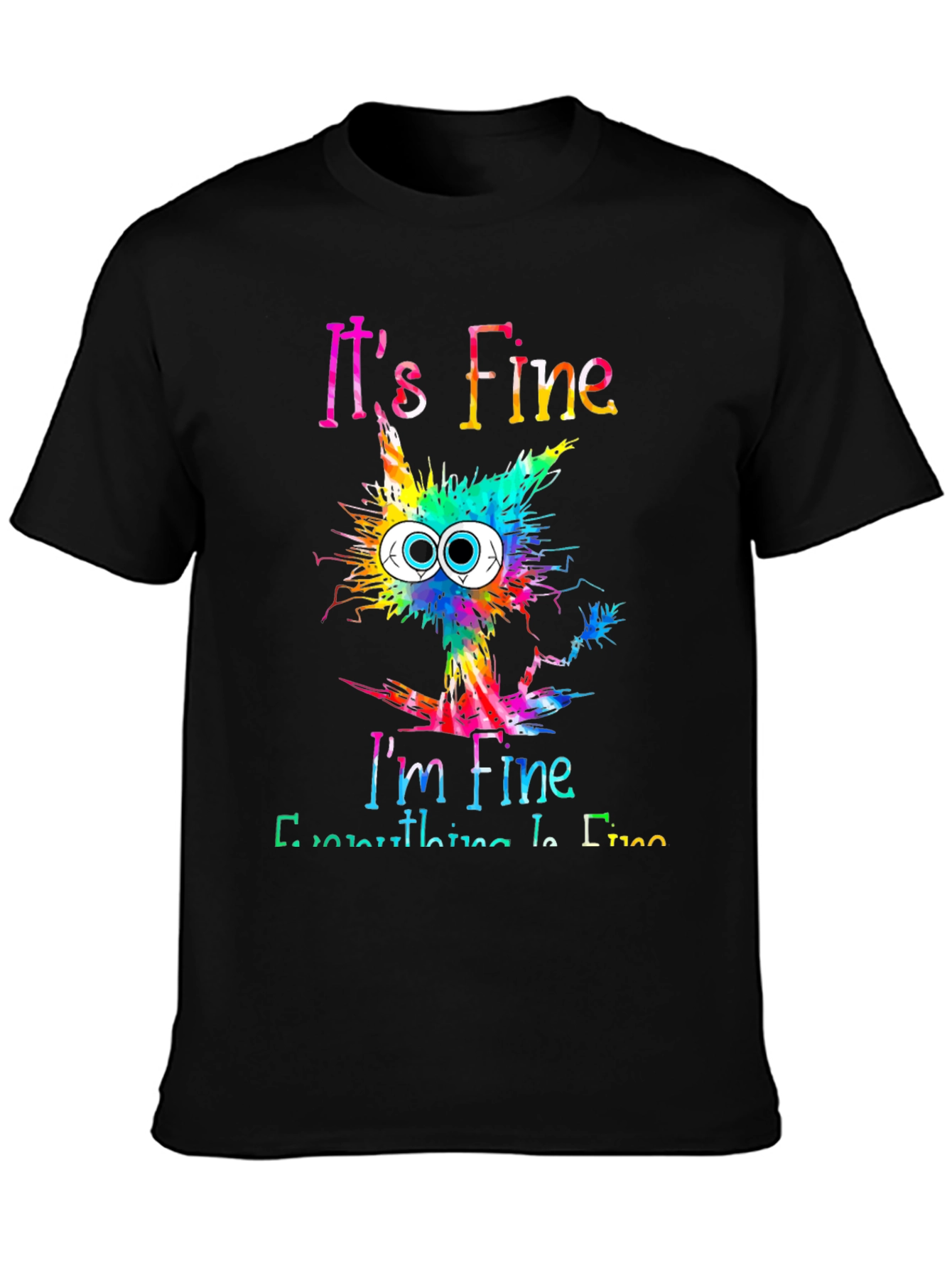 Black It's Fine I'm Fine Cat Graphic Tee view 3