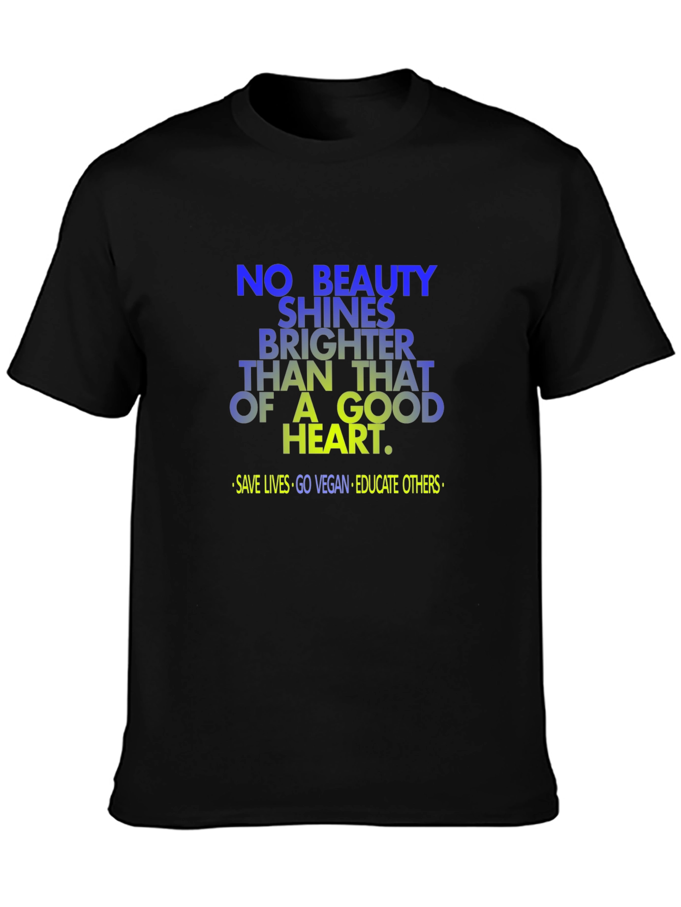 Black Vegan Good Heart T-Shirt: Save Lives, Go Vegan view 3