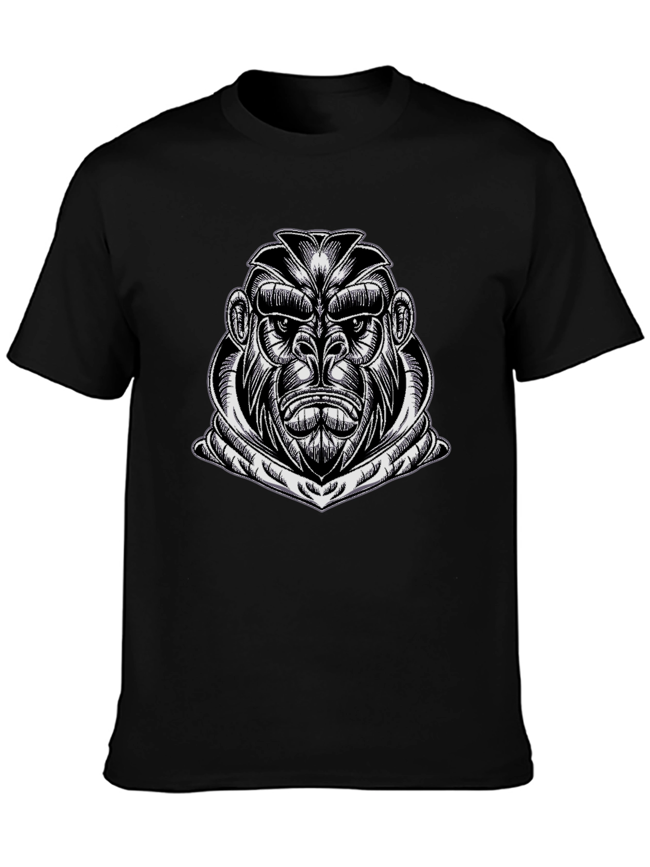Black Gorilla Graphic Tee - Black Cotton Casual Wear view 3