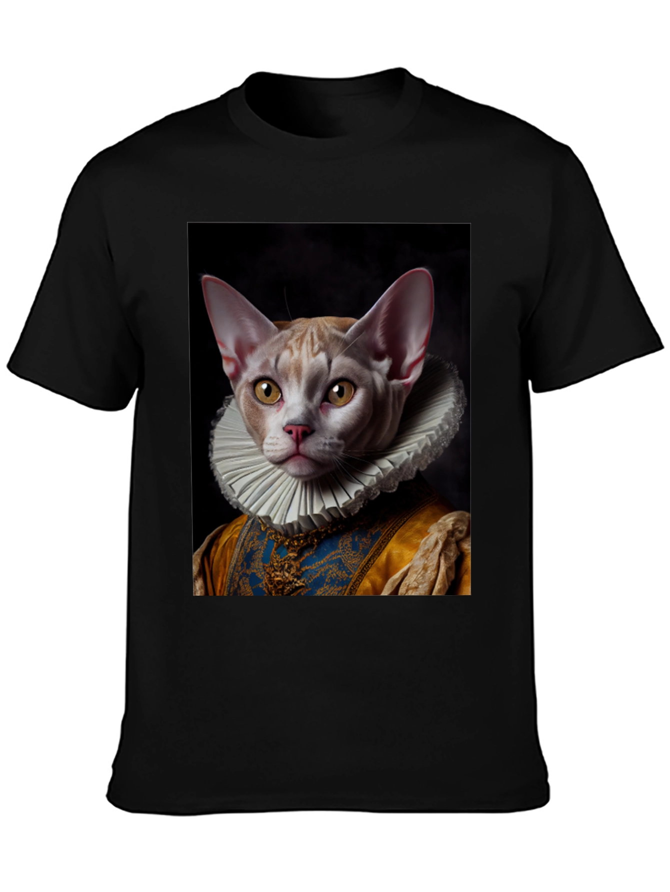 Black Renaissance Cat T-Shirt - Unique Artistic Design view 3